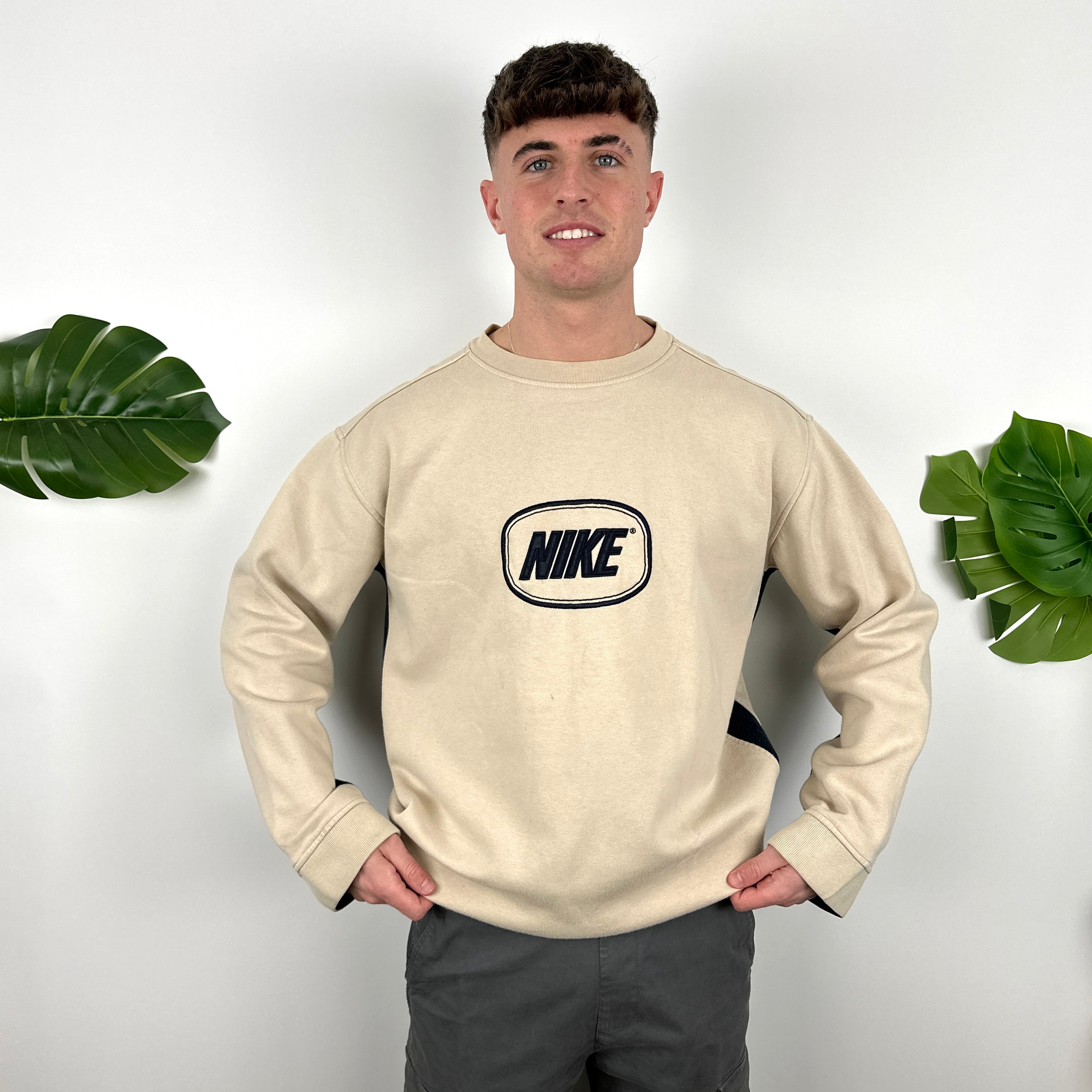 Nike Cream Embroidered Spell Out Sweatshirt (XL)