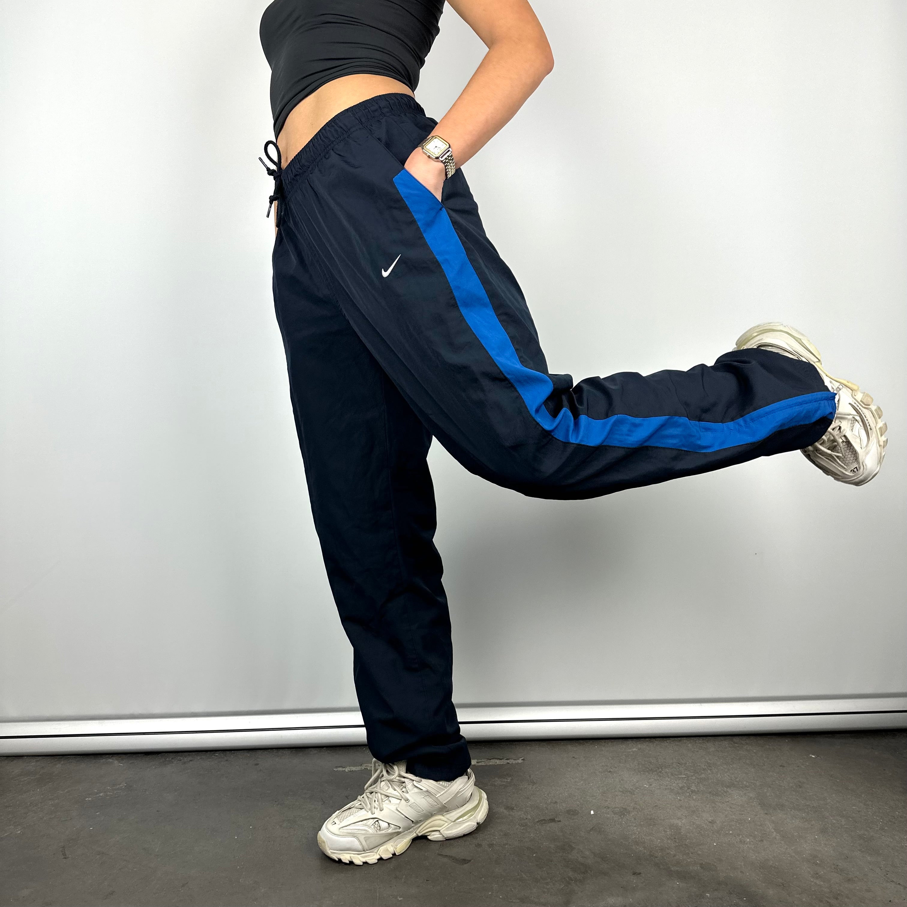 Nike Navy Embroidered Swoosh Track Pants (M)