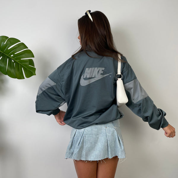 Nike Grey Embroidered Spell Out Zip Up Track Jacket (M)