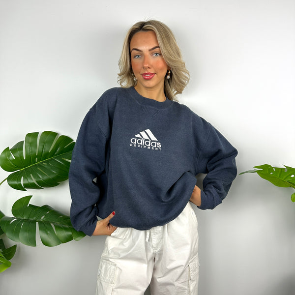 Adidas Equipment RARE Navy Embroidered Spell Out Sweatshirt (M)