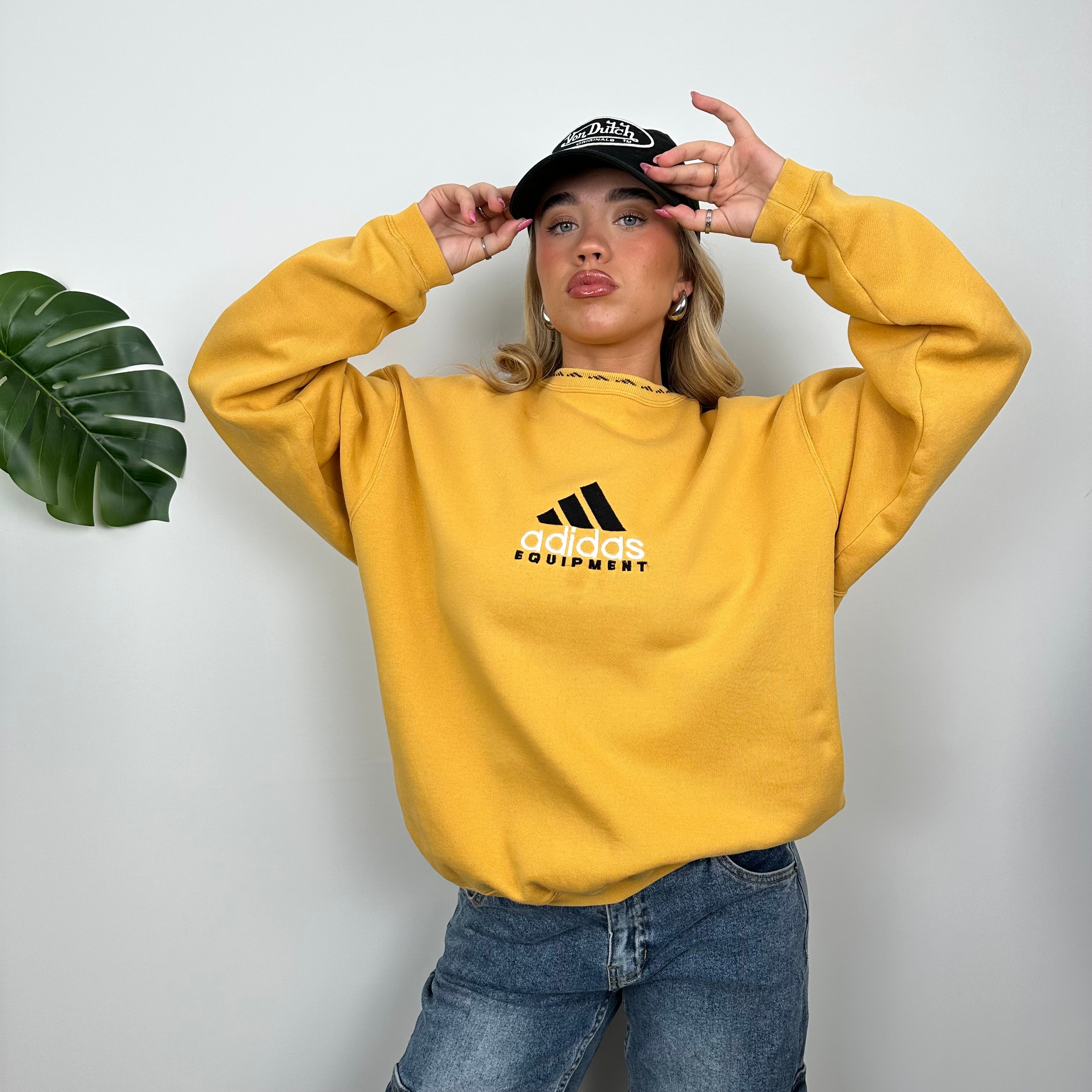 Adidas Equipment Yellow Embroidered Spell Out Sweatshirt (M)