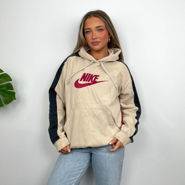 Nike Cream Embroidered Spell Out Hoodie (M)