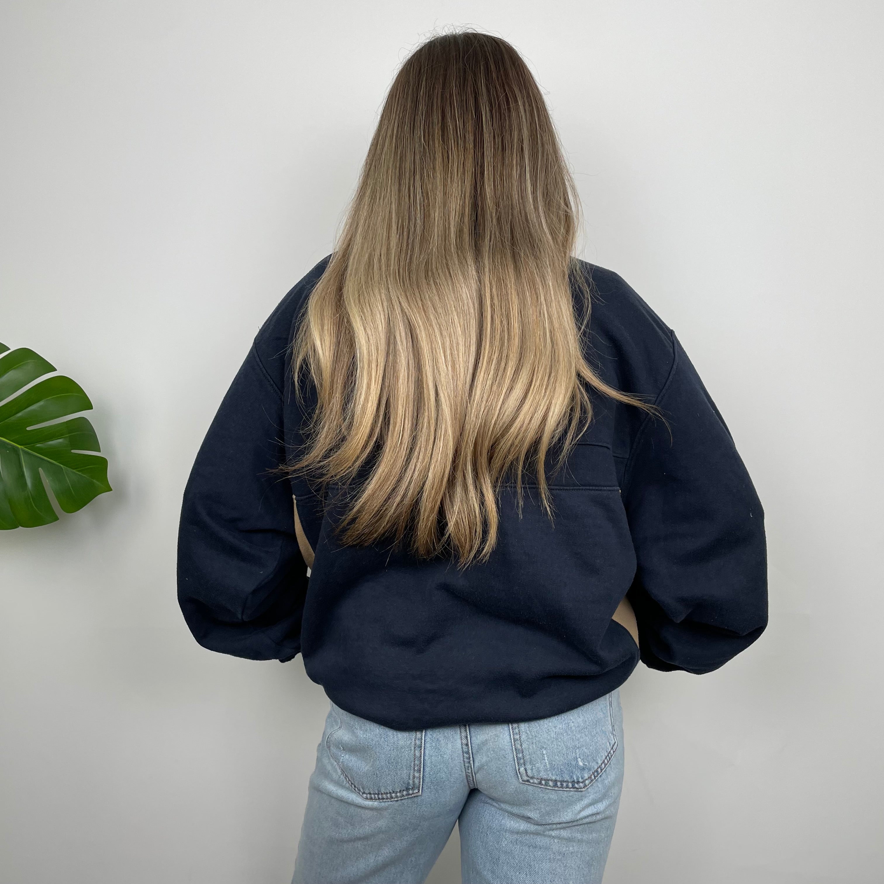 Reebok Authentic Navy Embroidered Spell Out Sweatshirt (L)