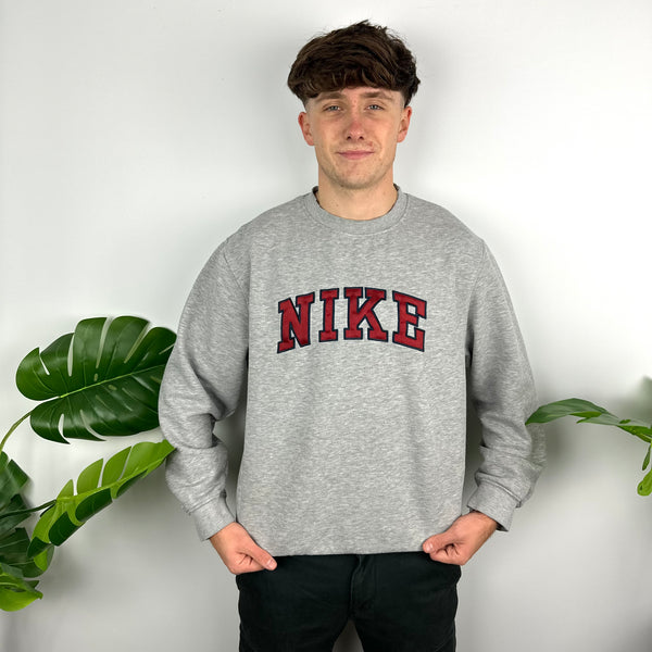 Nike Grey Embroidered Spell Out Sweatshirt (M)