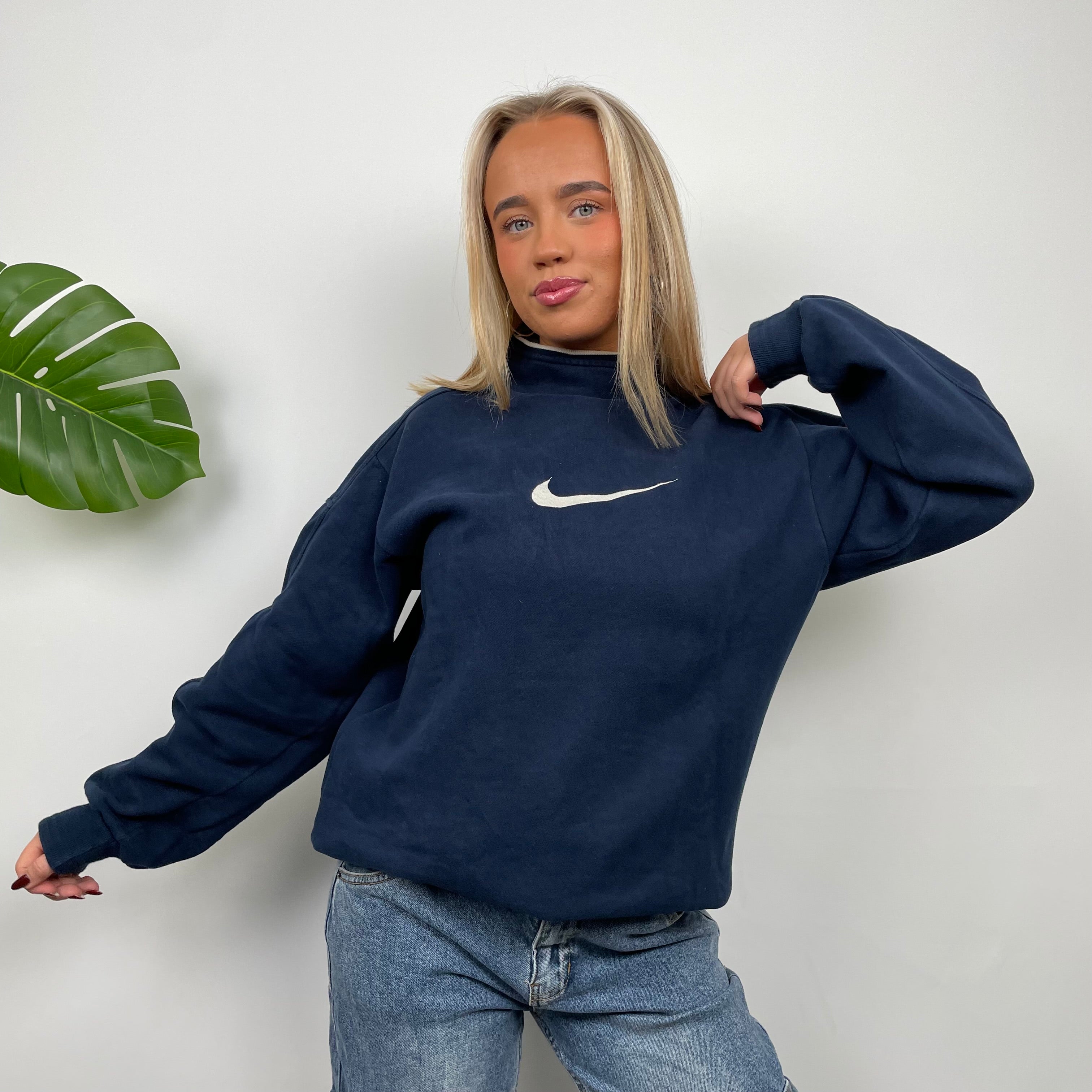 Nike Navy Embroidered Swoosh Sweatshirt (M)