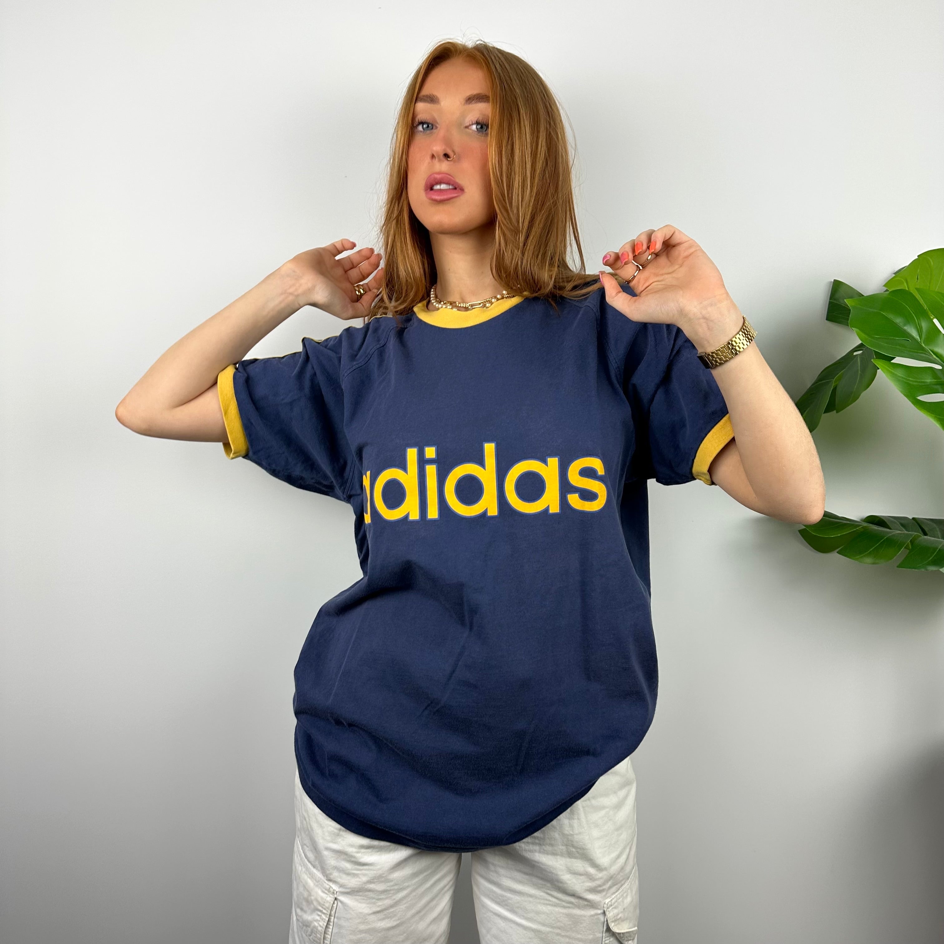 Adidas RARE Navy Spell Out T Shirt (L)