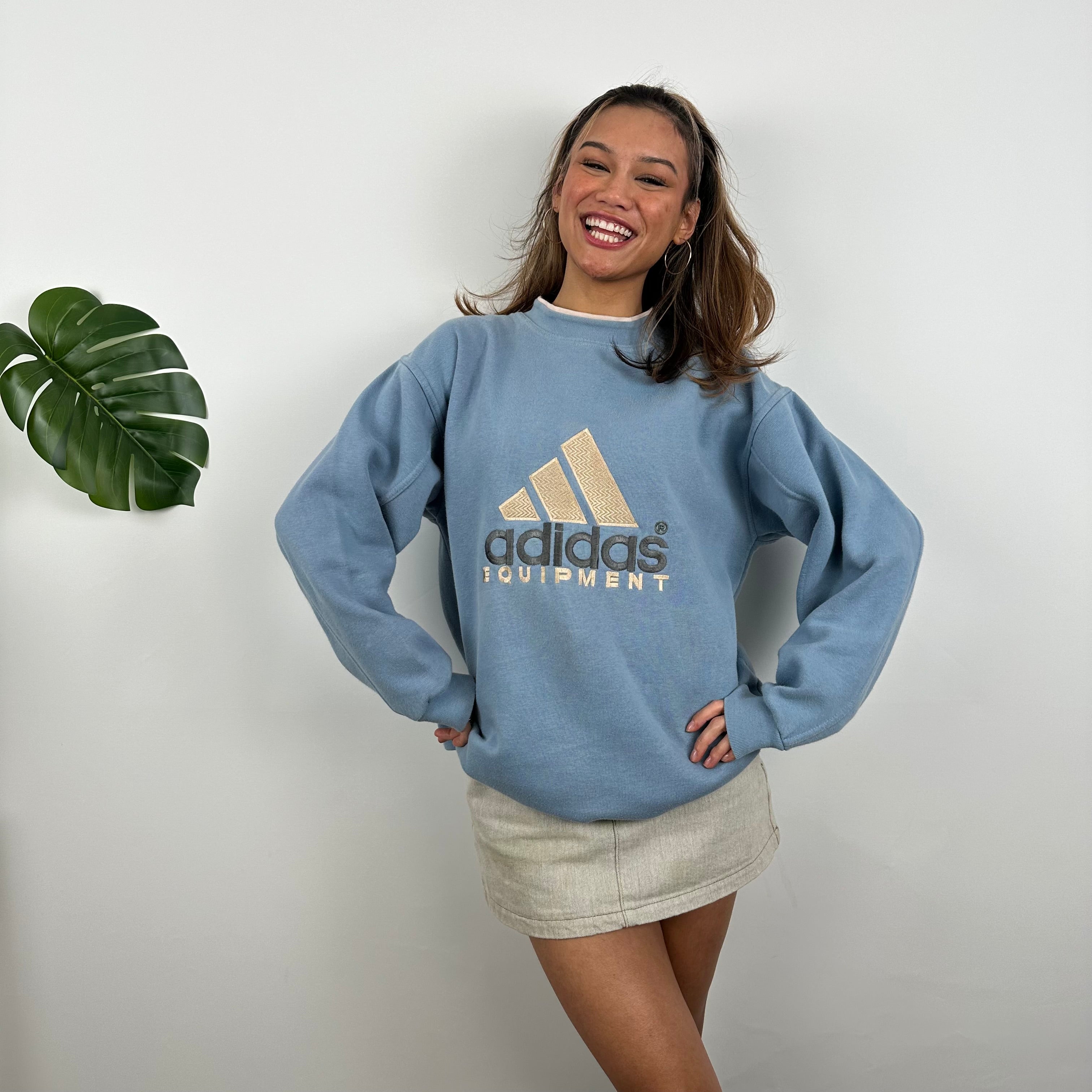 Adidas Equipment RARE Baby Blue Embroidered Spell Out Sweatshirt (L)