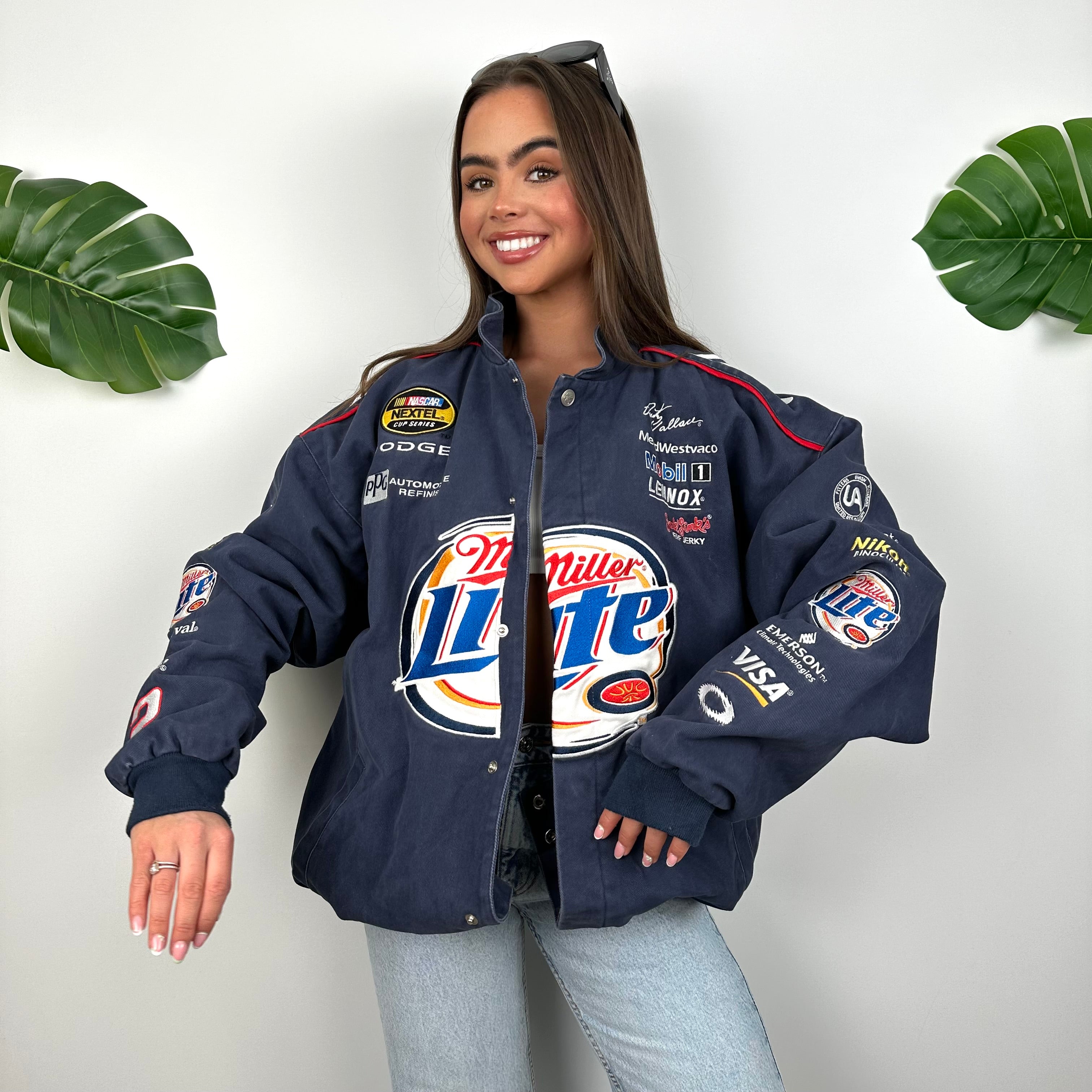 Miller Lite RARE Navy NASCAR Racing Jacket (XL)