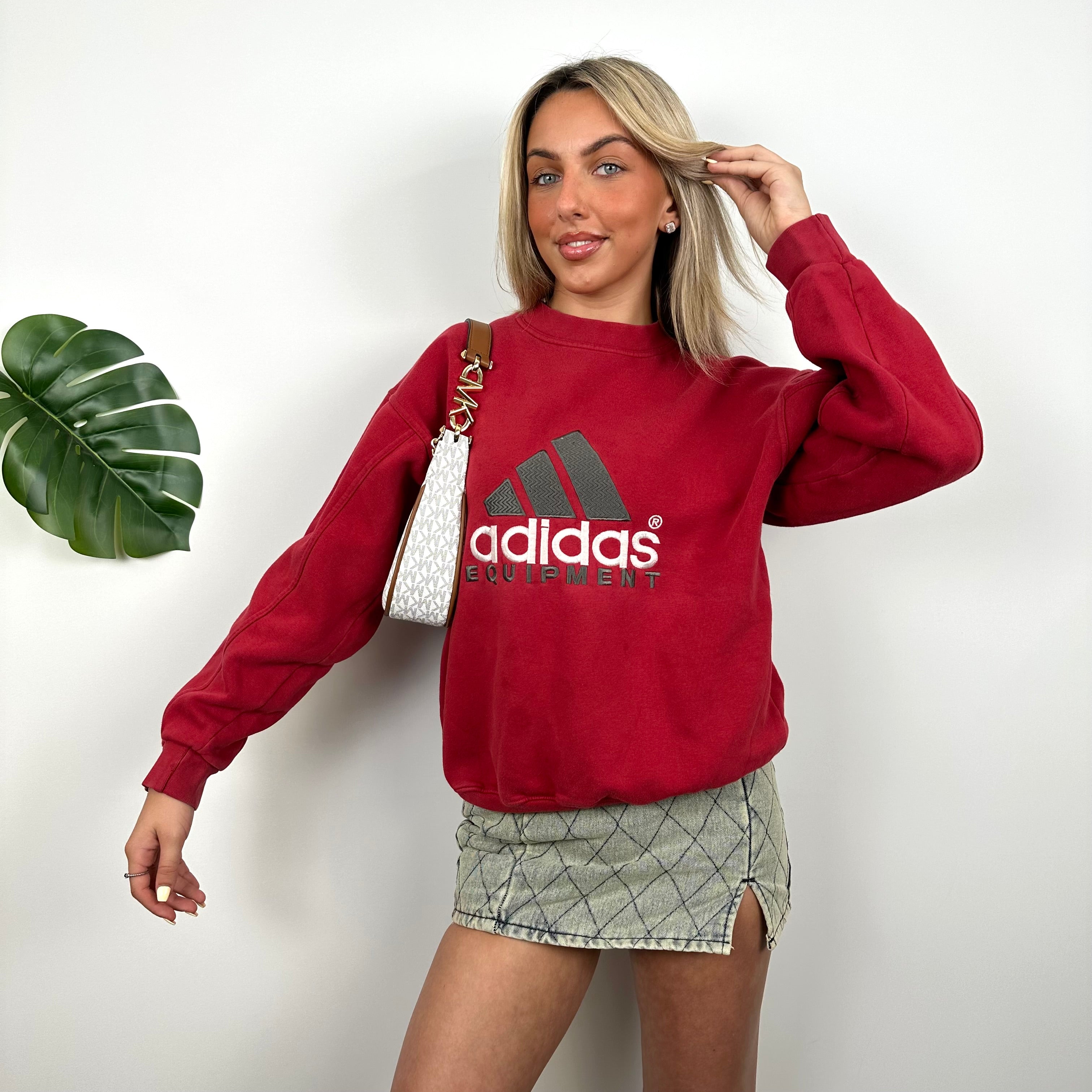 Adidas Equipment RARE Red Embroidered Spell Out Sweatshirt (M)