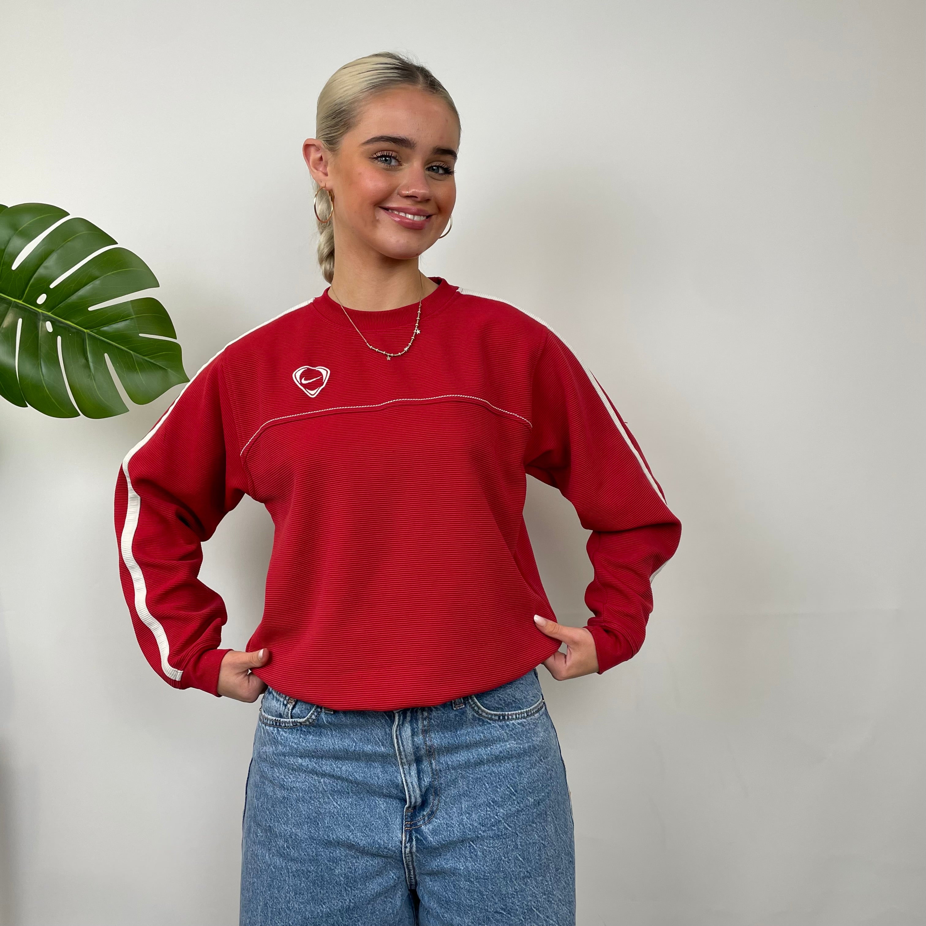 Nike Red Embroidered Swoosh Sweatshirt (S)