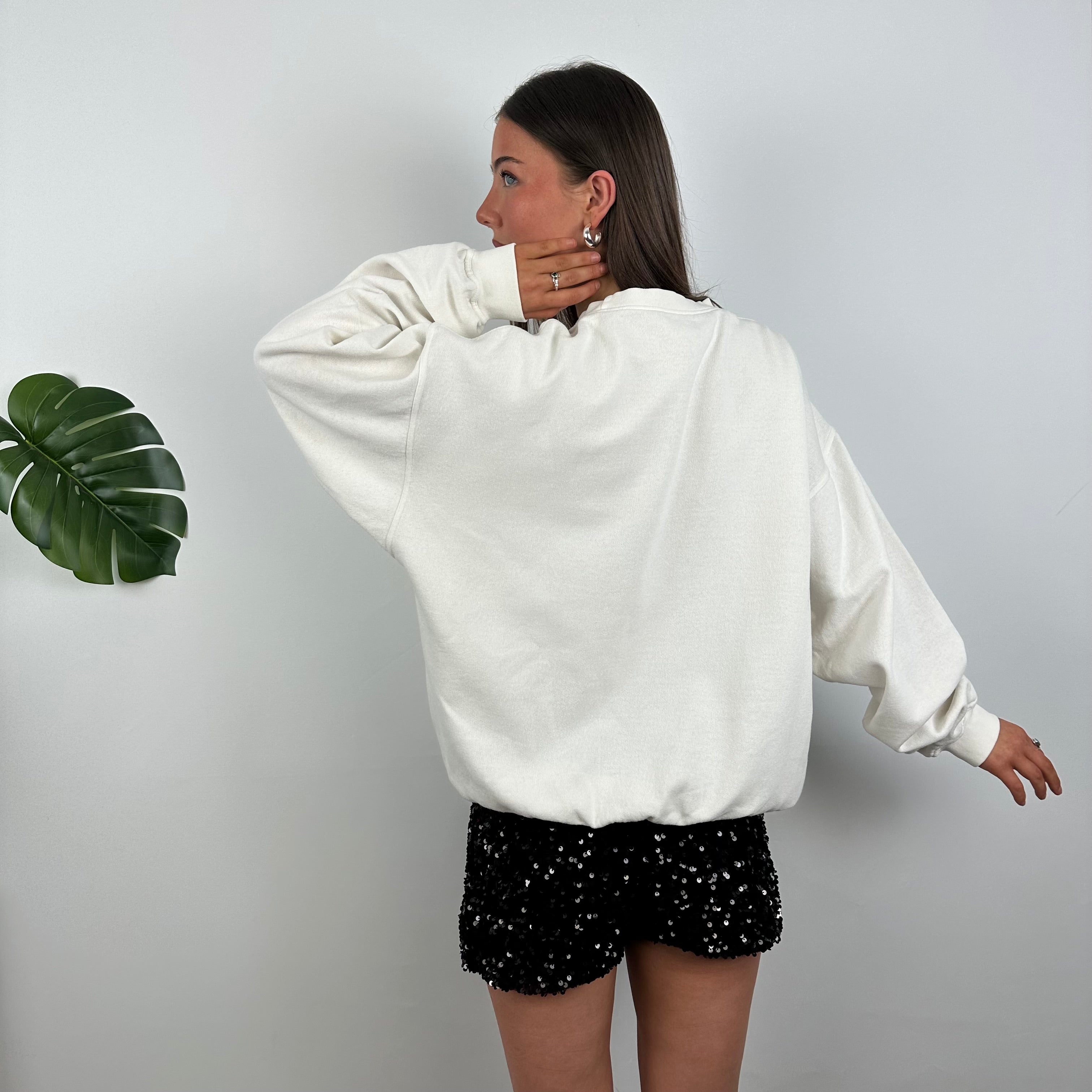 Adidas White Embroidered Spell Out Sweatshirt (L)