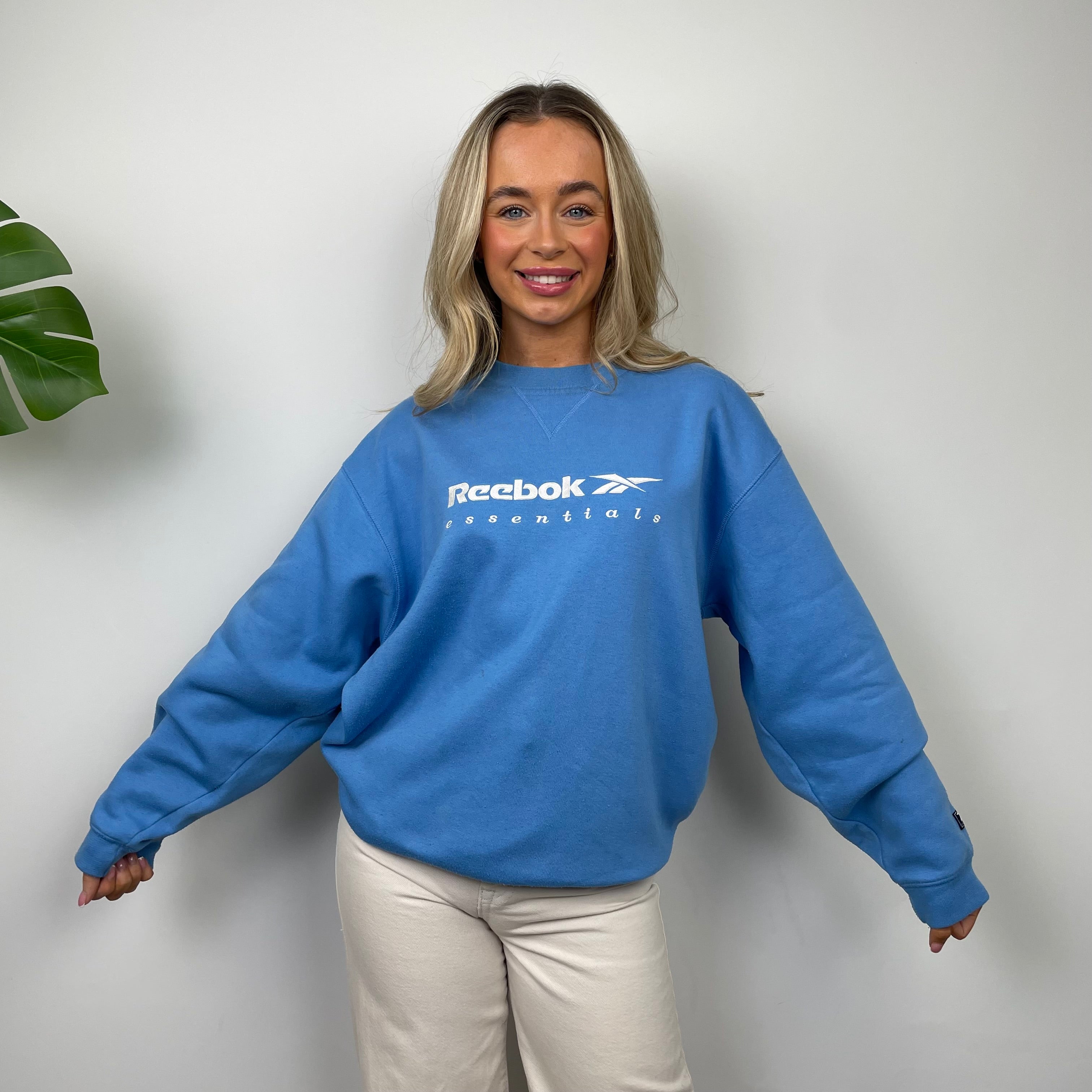 Reebok Blue Embroidered Spell Out Sweatshirt (S)