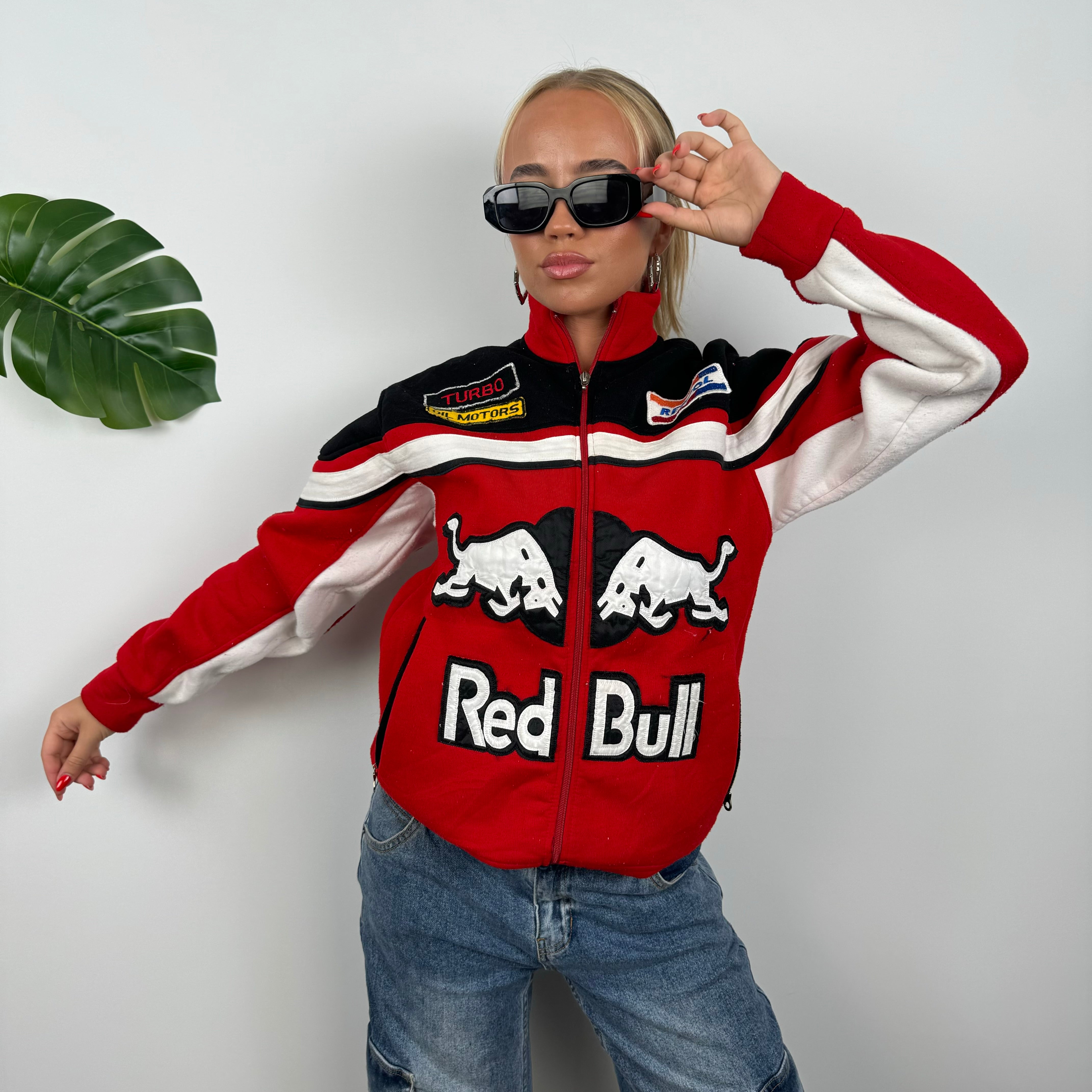 Red Bull Racing Red Embroidered Spell Out Zip Up Jacket (M)