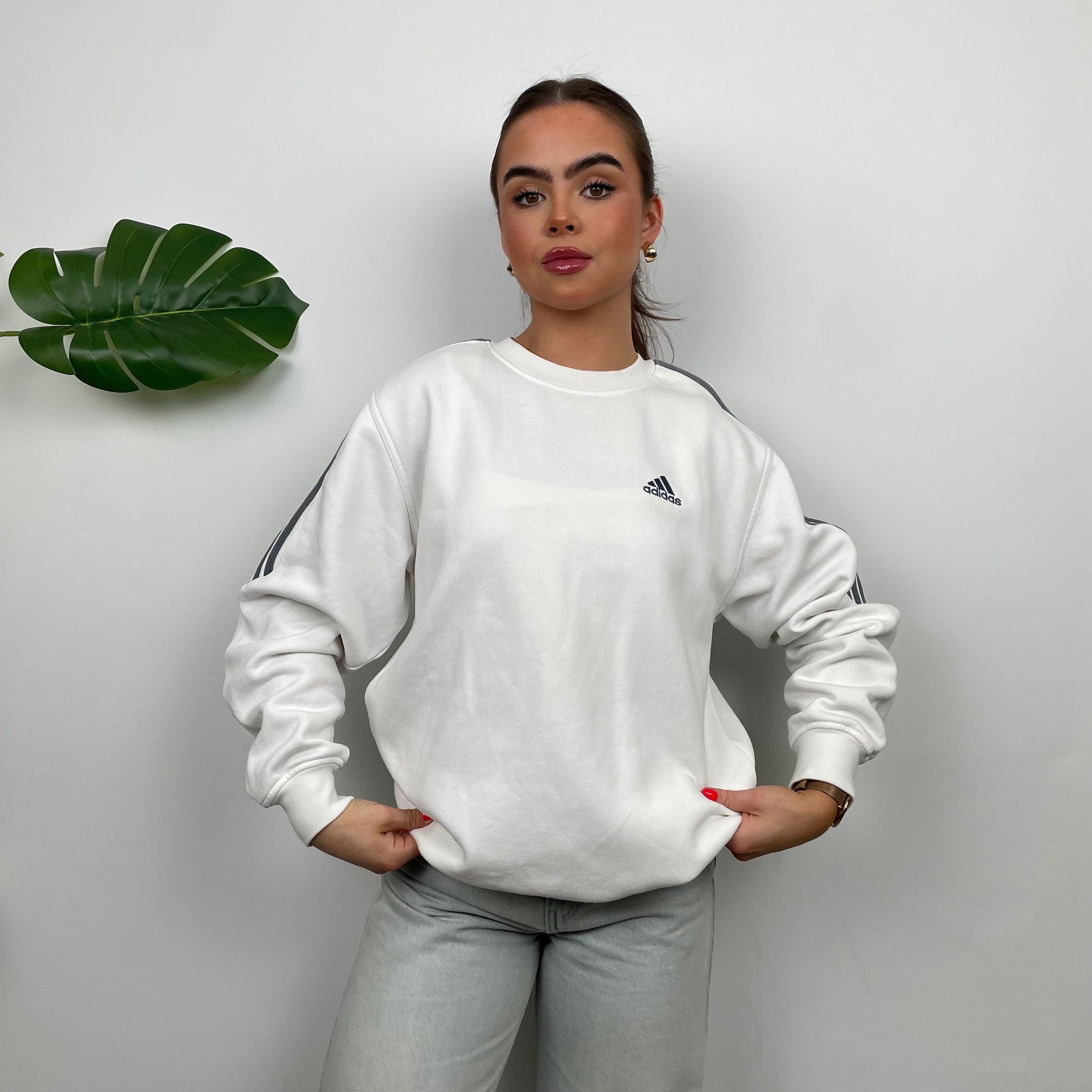 Adidas white Embroidered Spell Out Sweatshirt (L)