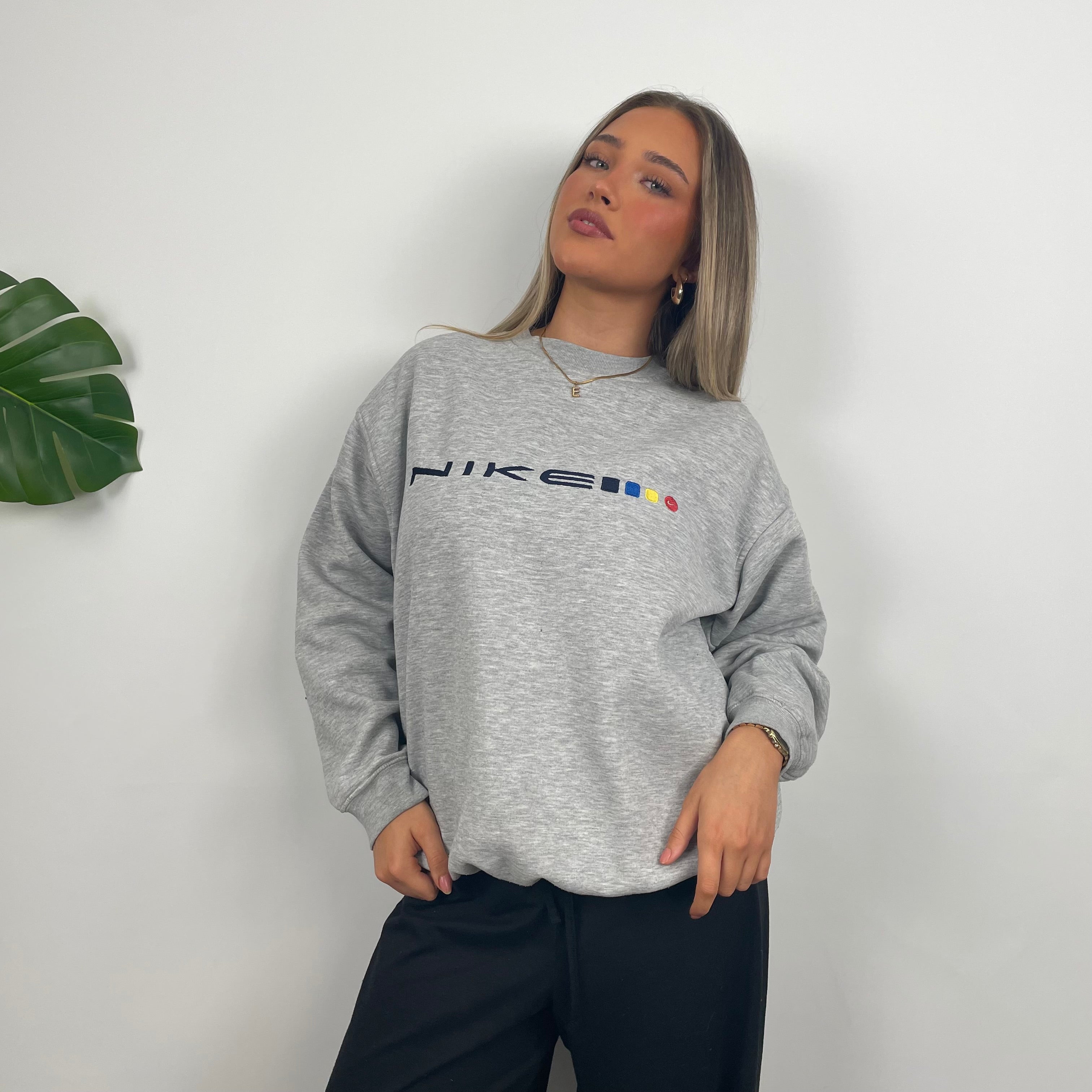 Nike Grey Embroidered Spell Out Sweatshirt (M)