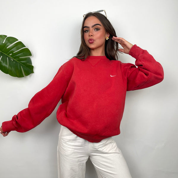 Nike Red Embroidered Swoosh Sweatshirt (S)