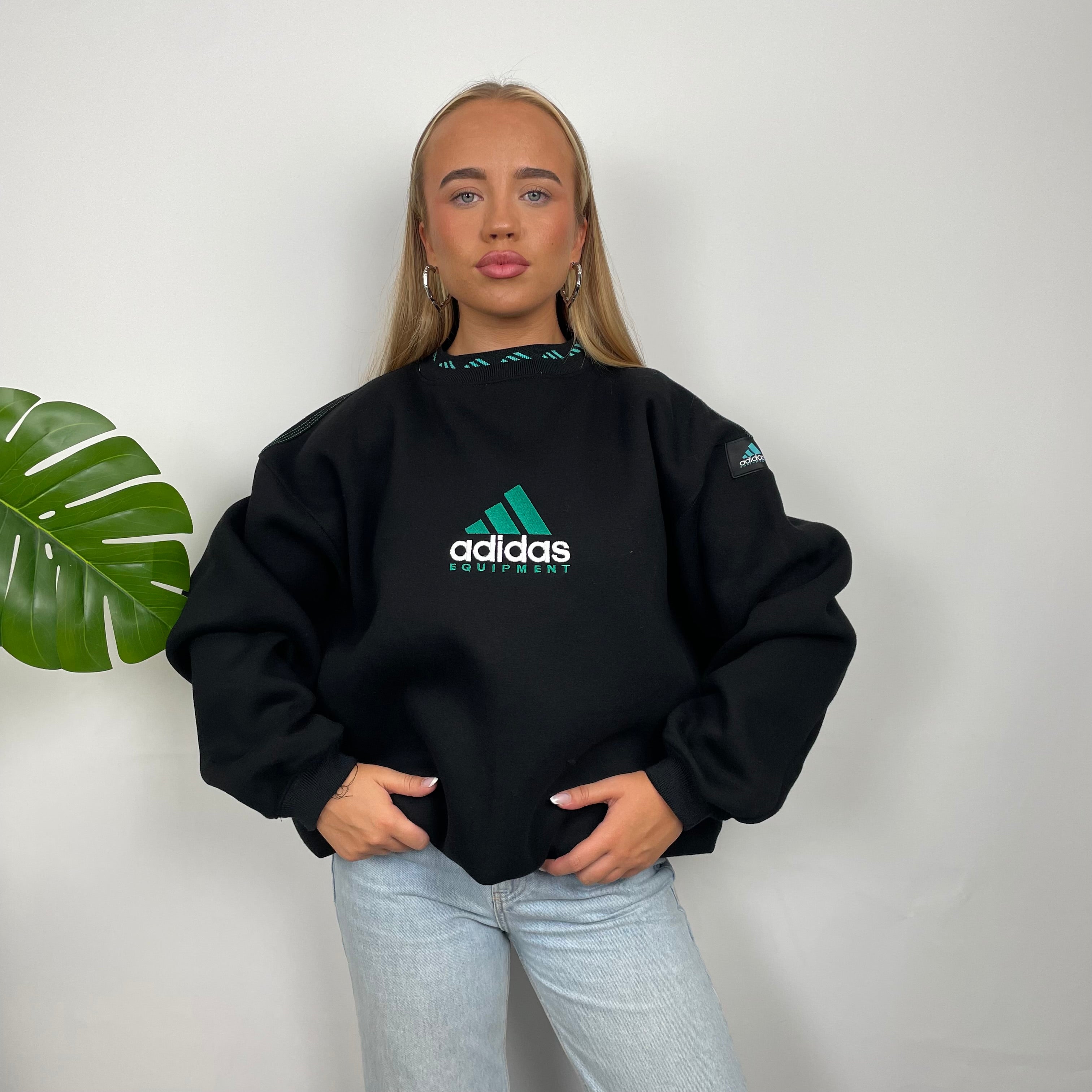 Adidas Equipment Black Embroidered Spell Out Sweatshirt (M)