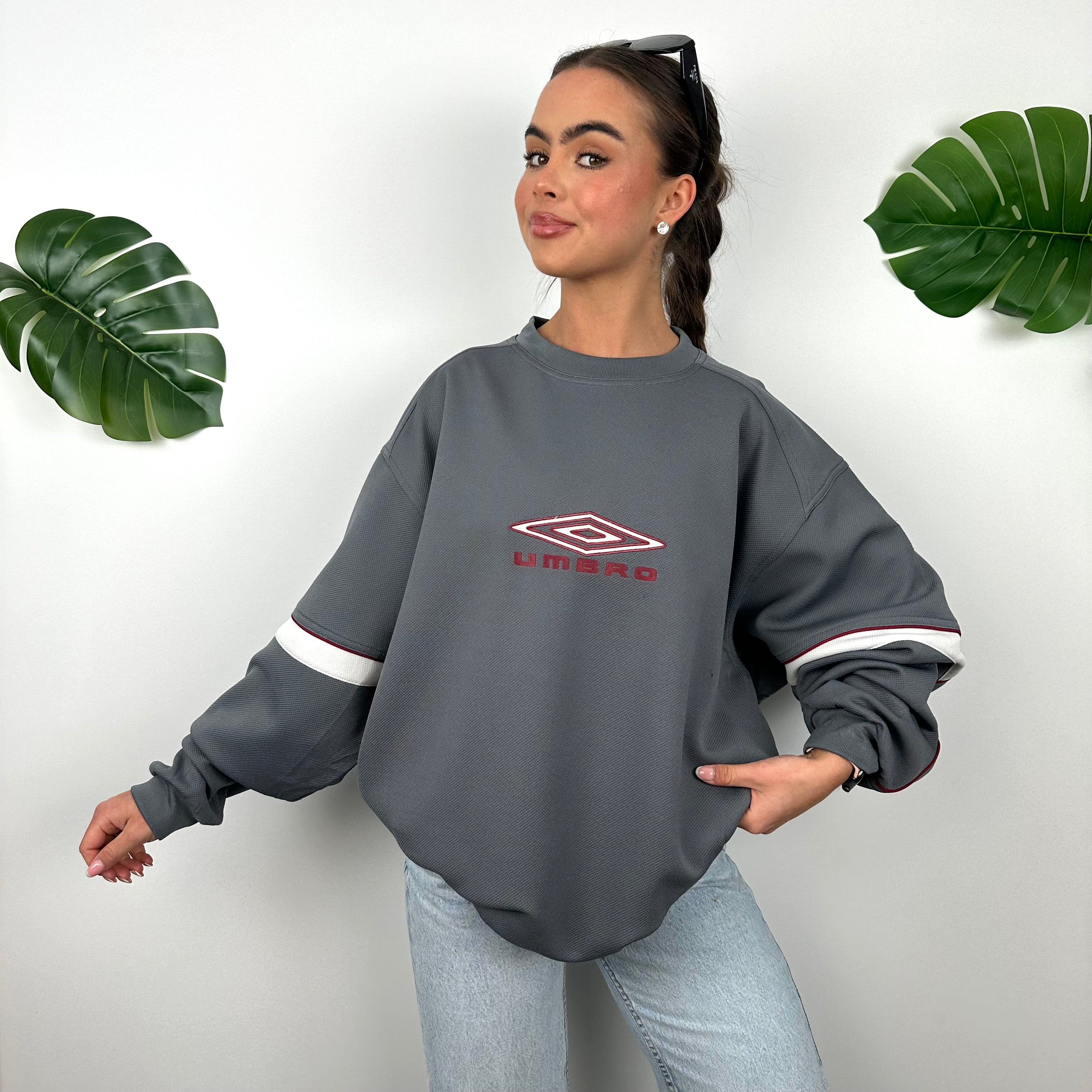 Umbro Grey Embroidered Spell Out Sweatshirt (XXL)