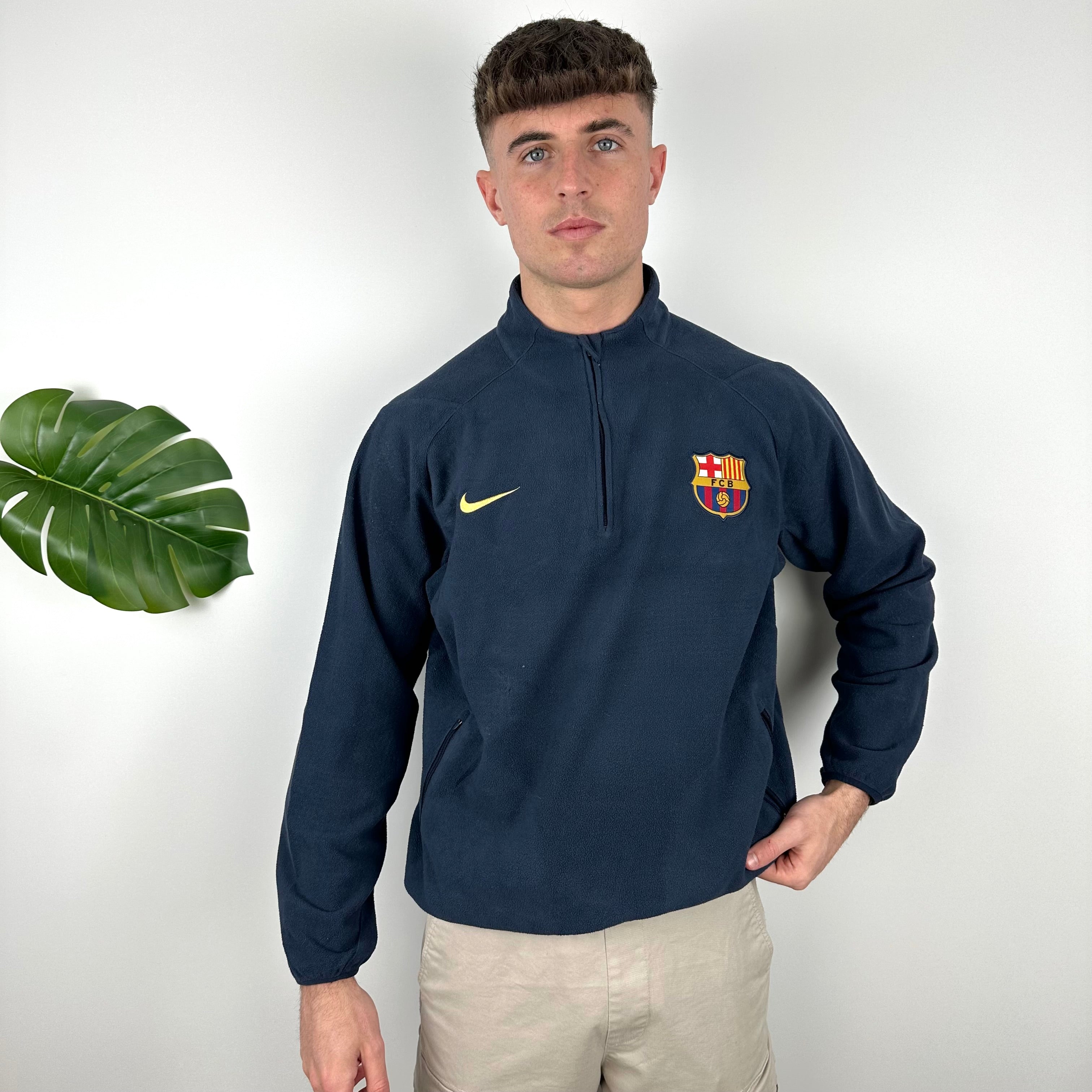 Nike x Barcelona FC RARE Embroidered Spell Out Fleece Quarter Zip (L)