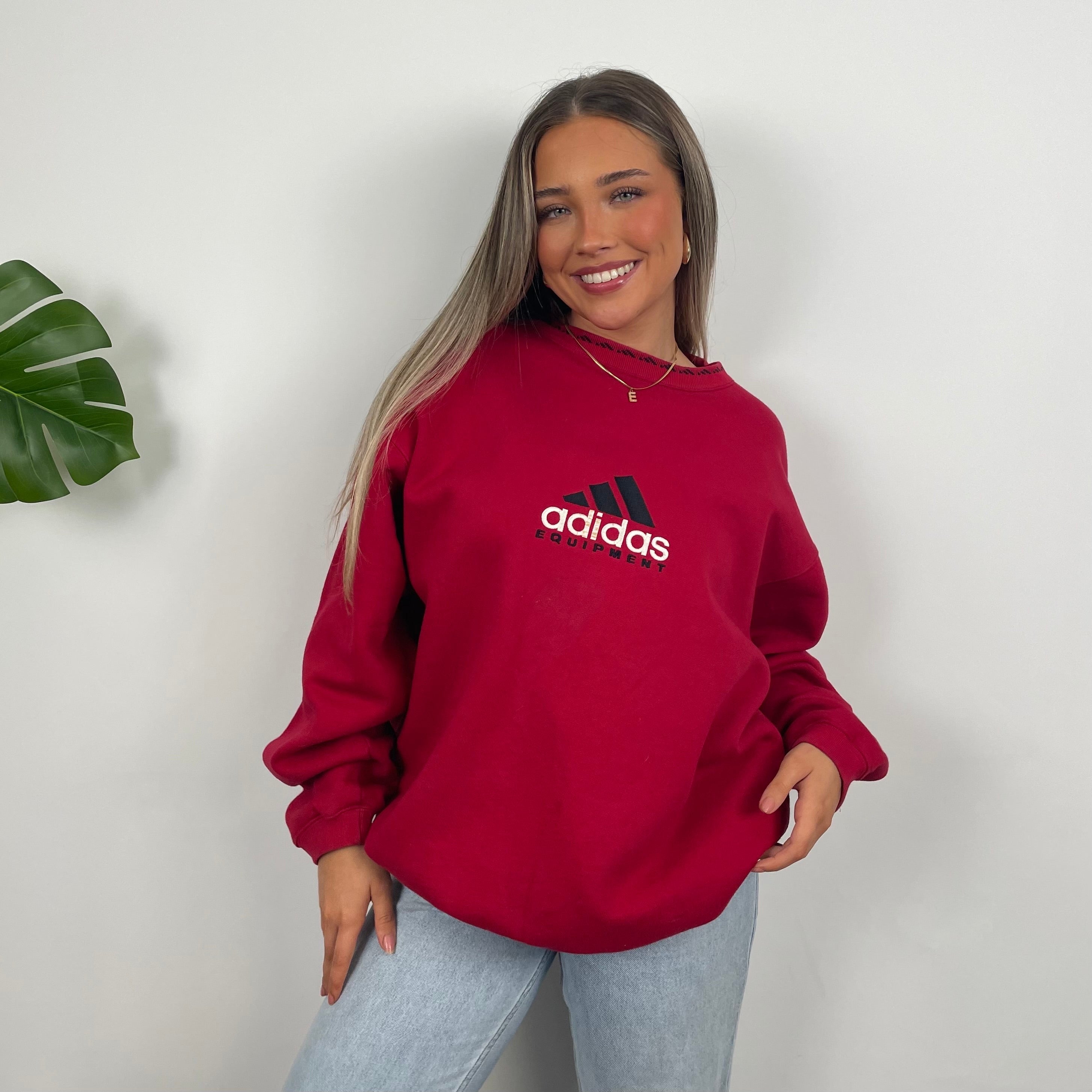 Adidas Equipment RARE Red Embroidered Spell Out Sweatshirt (M)