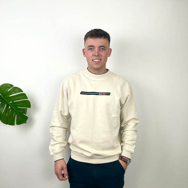 Nike White Embroidered Swoosh Sweatshirt (L)