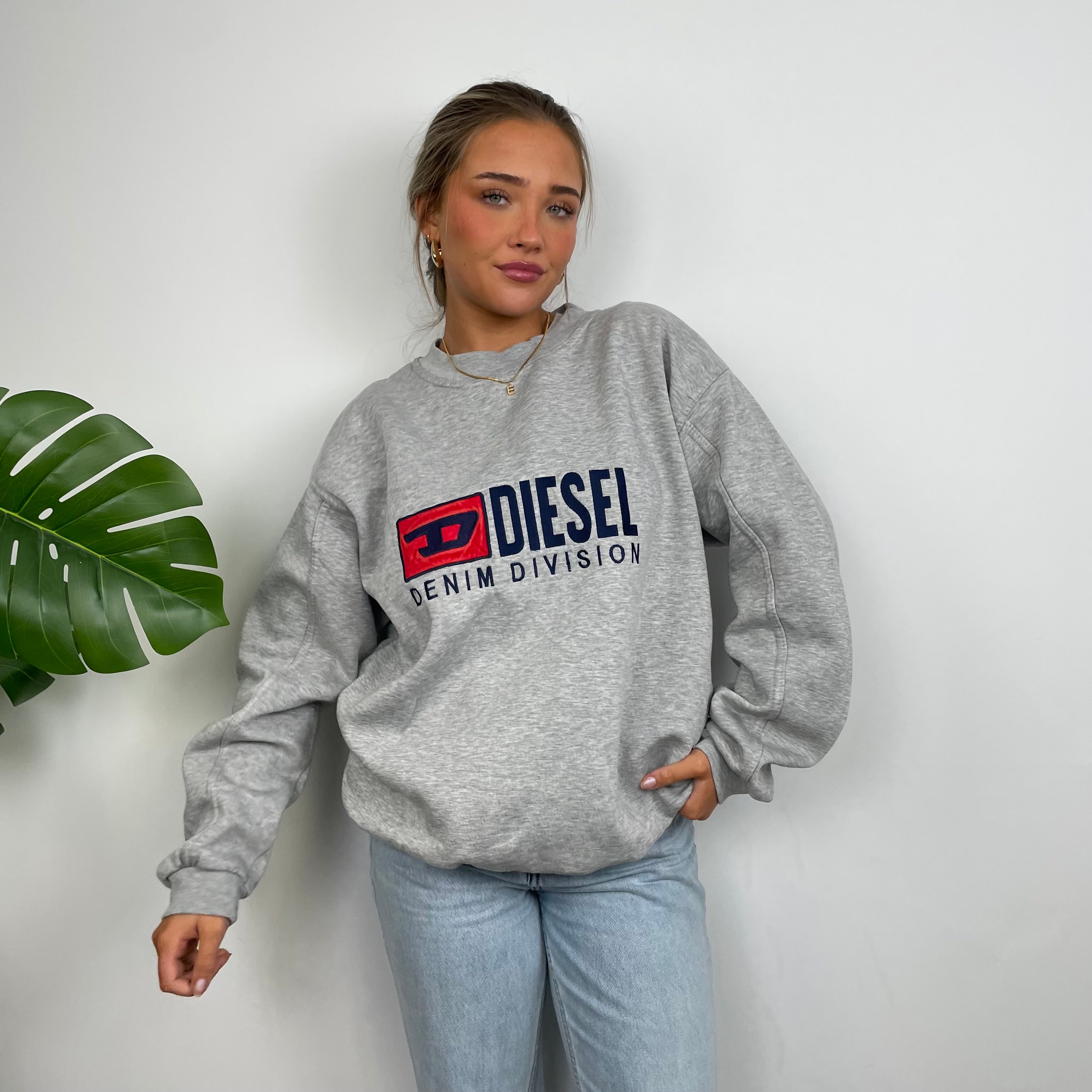 Diesel Grey Embroidered Spell Out Sweatshirt (XL)