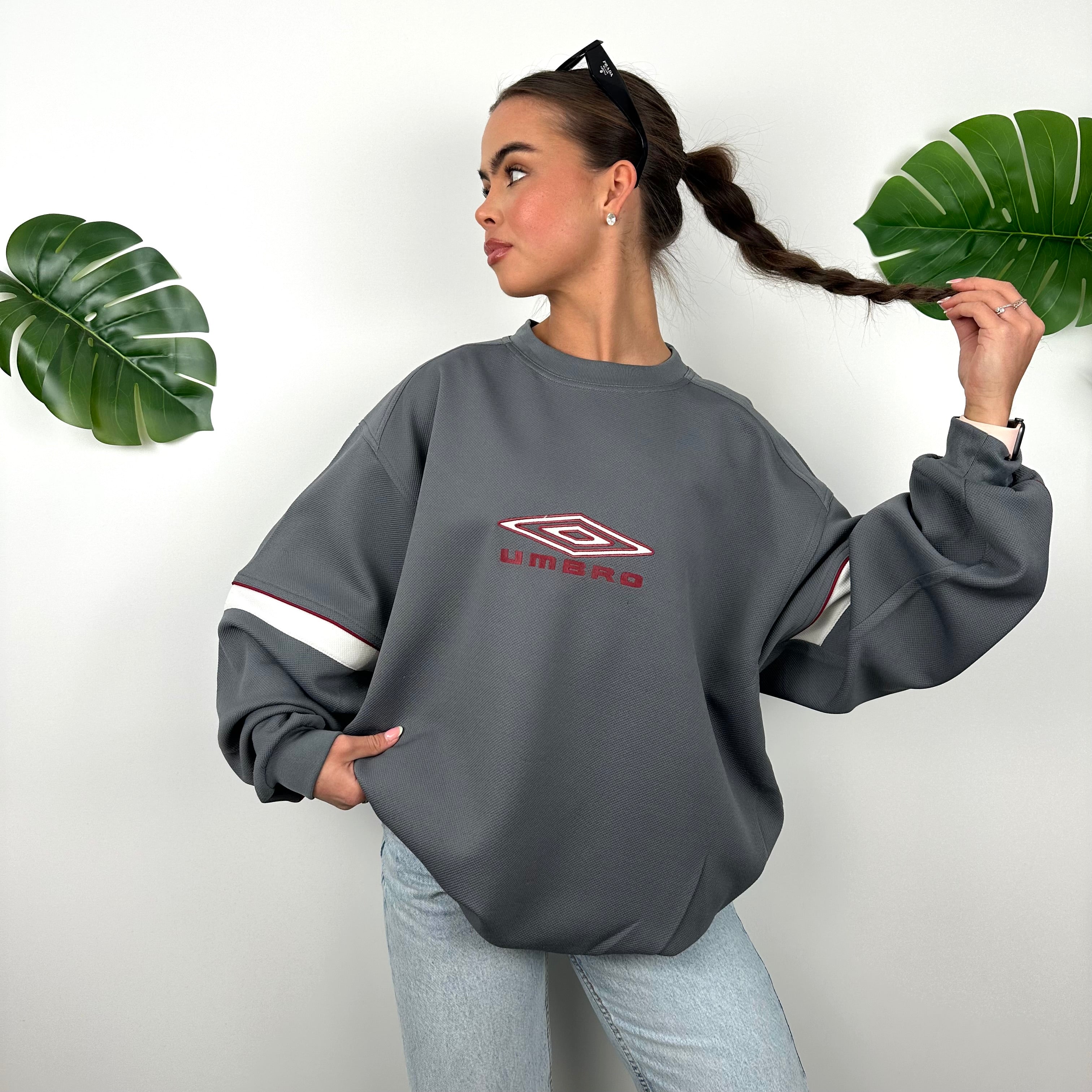 Umbro Grey Embroidered Spell Out Sweatshirt (XXL)