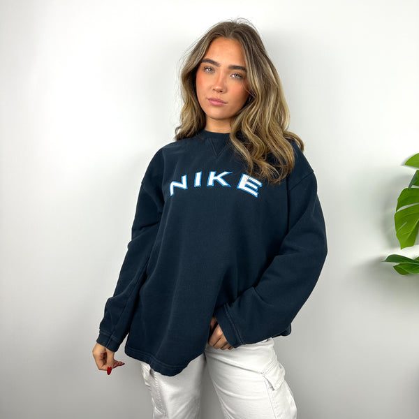 Nike Navy Embroidered Spell Out Sweatshirt (L)