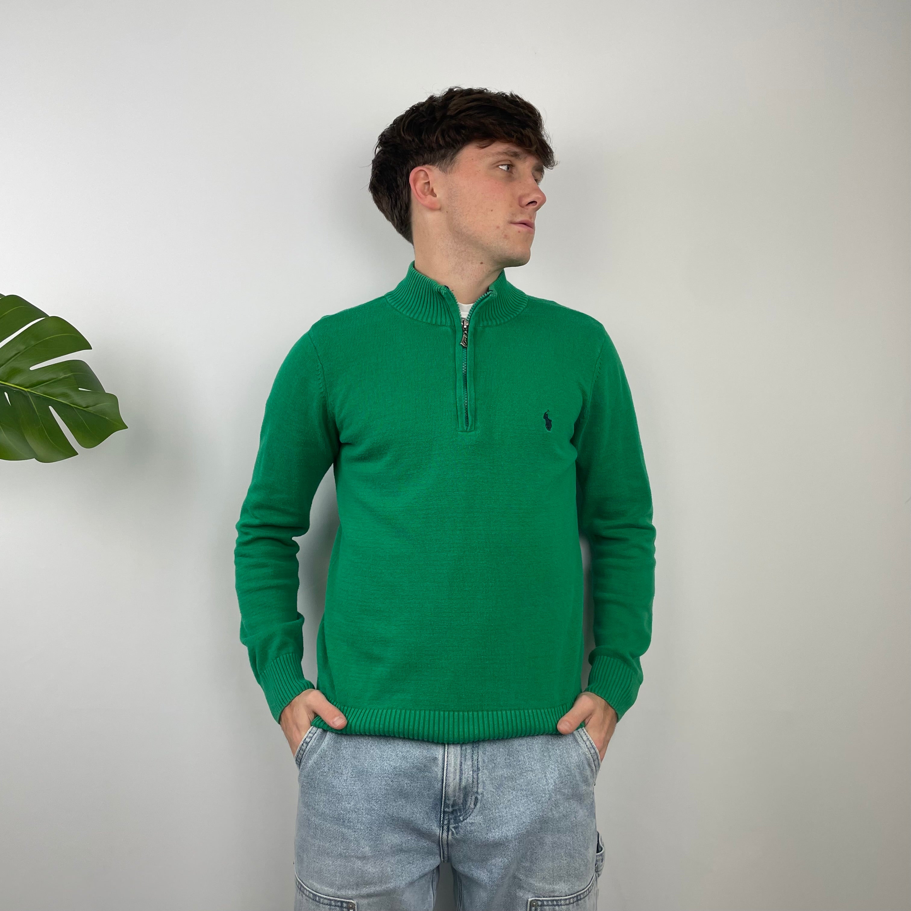 Polo Ralph Lauren Green Embroidered Logo Quarter Zip Sweatshirt (S)