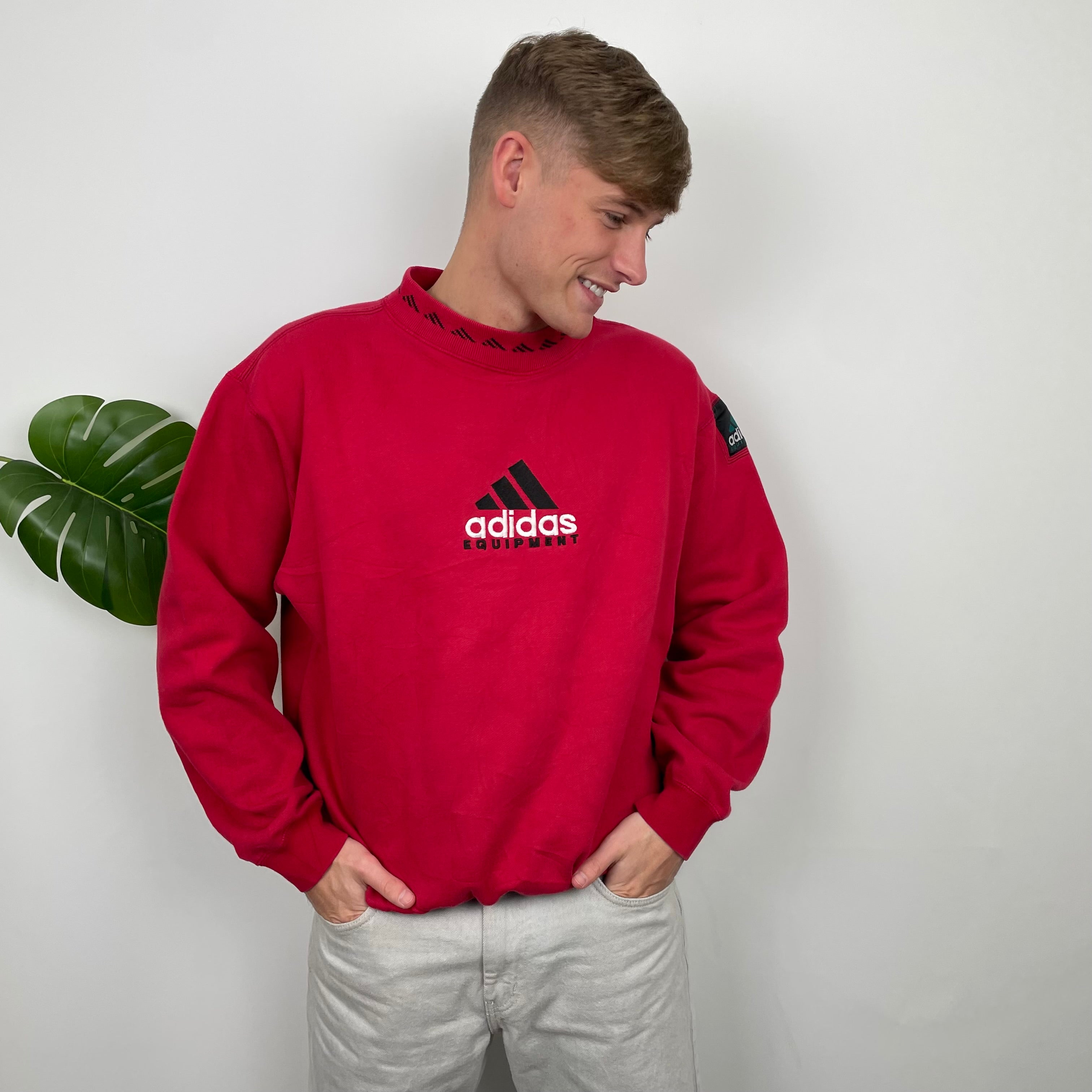 Adidas Equipment RARE Red Embroidered Spell Out Sweatshirt (M)