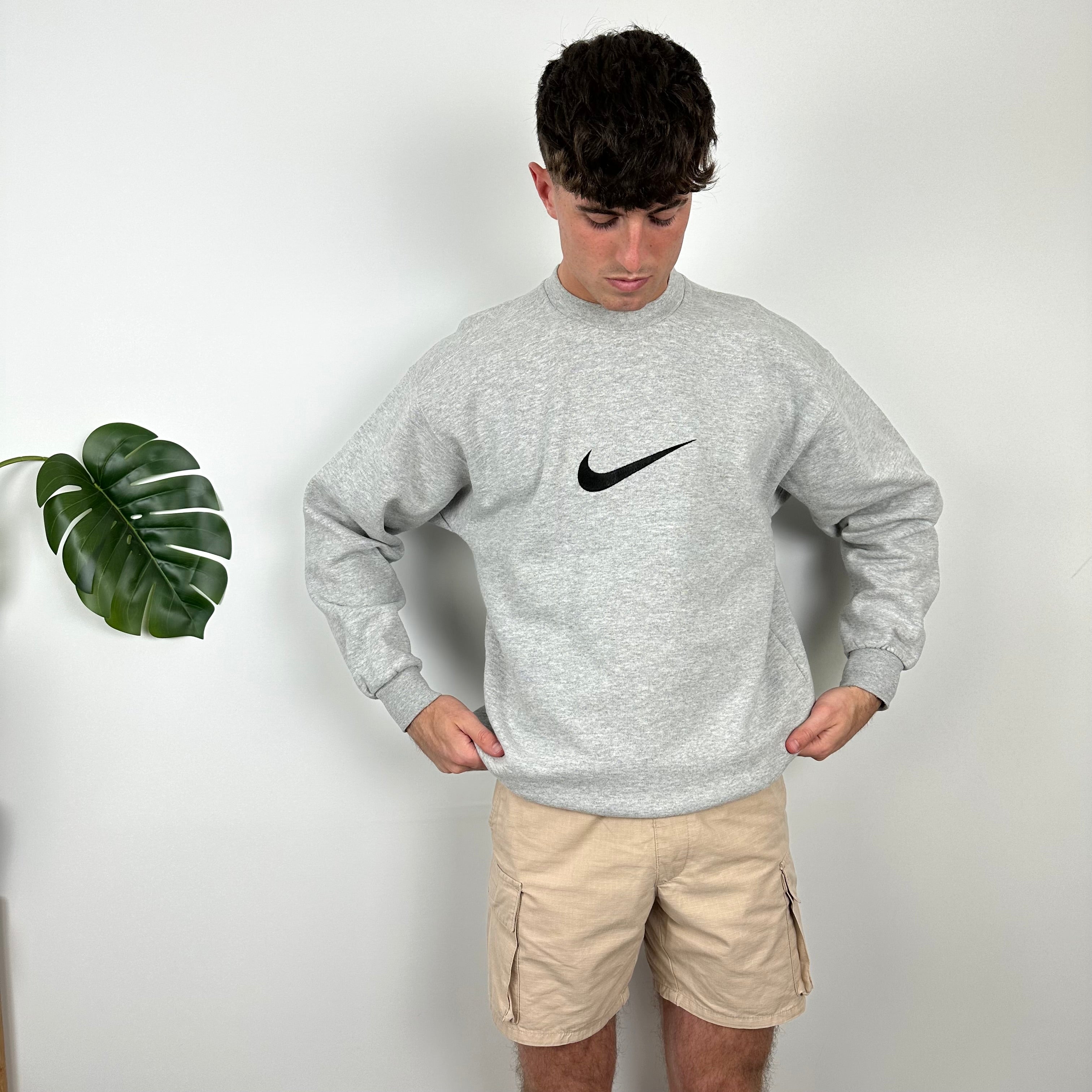 Nike Grey Embroidered Swoosh Sweatshirt (M)