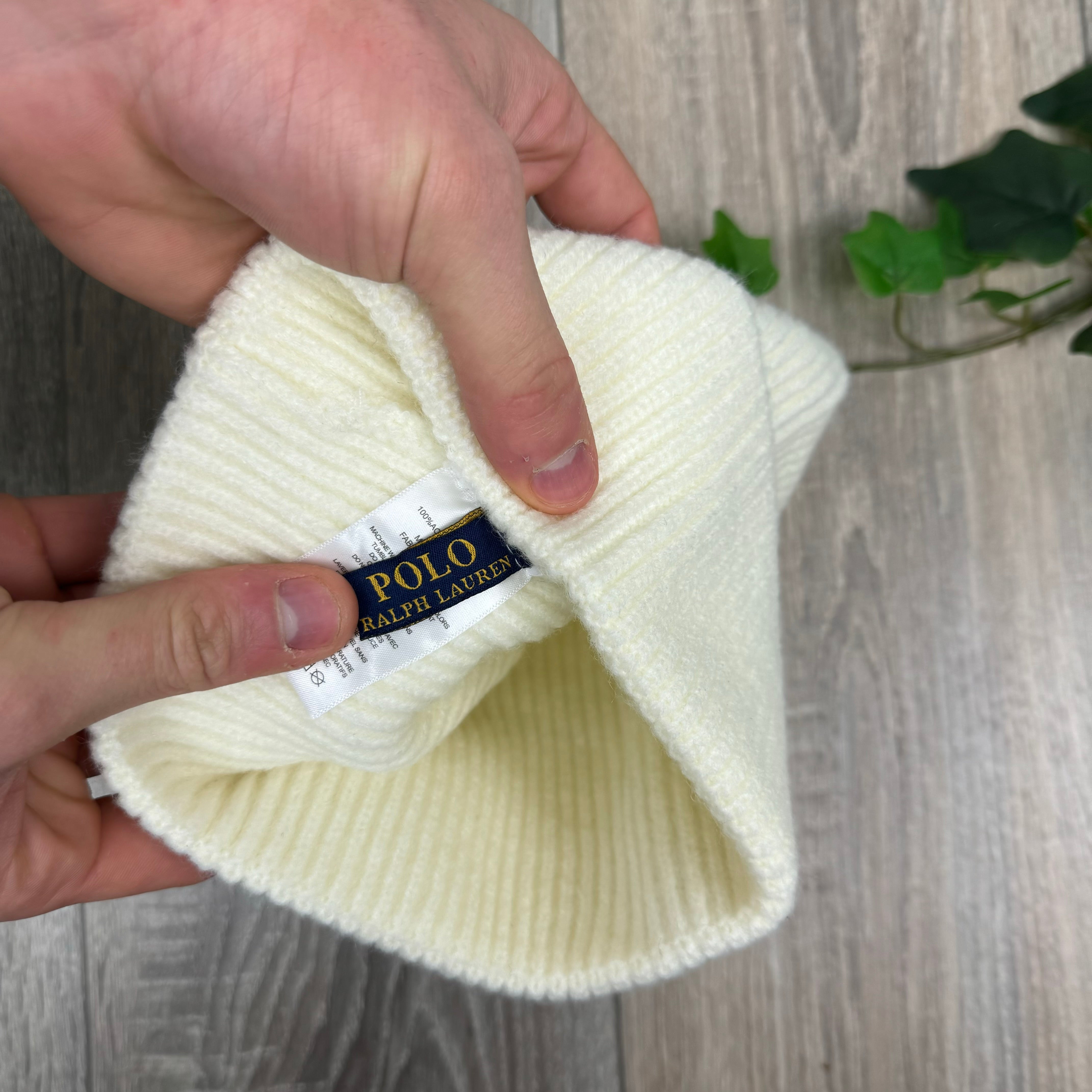 Polo Ralph Lauren Bear Beanie in Cream