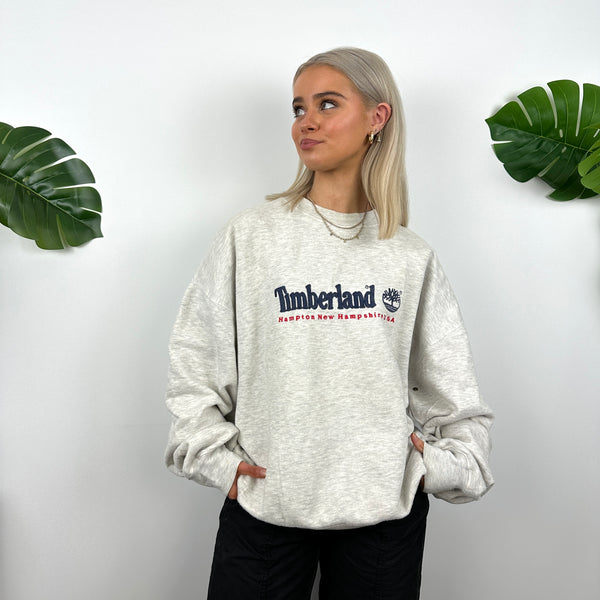 Timberland Grey Embroidered Spell Out Sweatshirt (M)