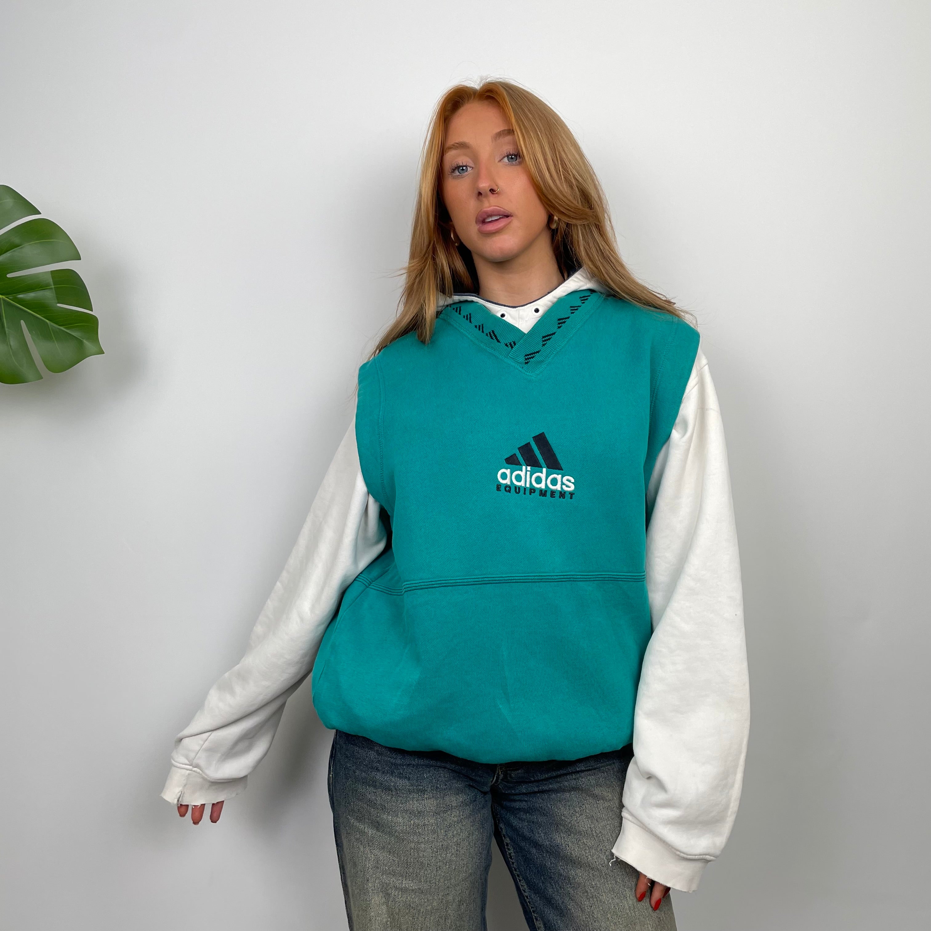 Adidas Equipment Turquoise Embroidered Logo Sweater Vest (S)