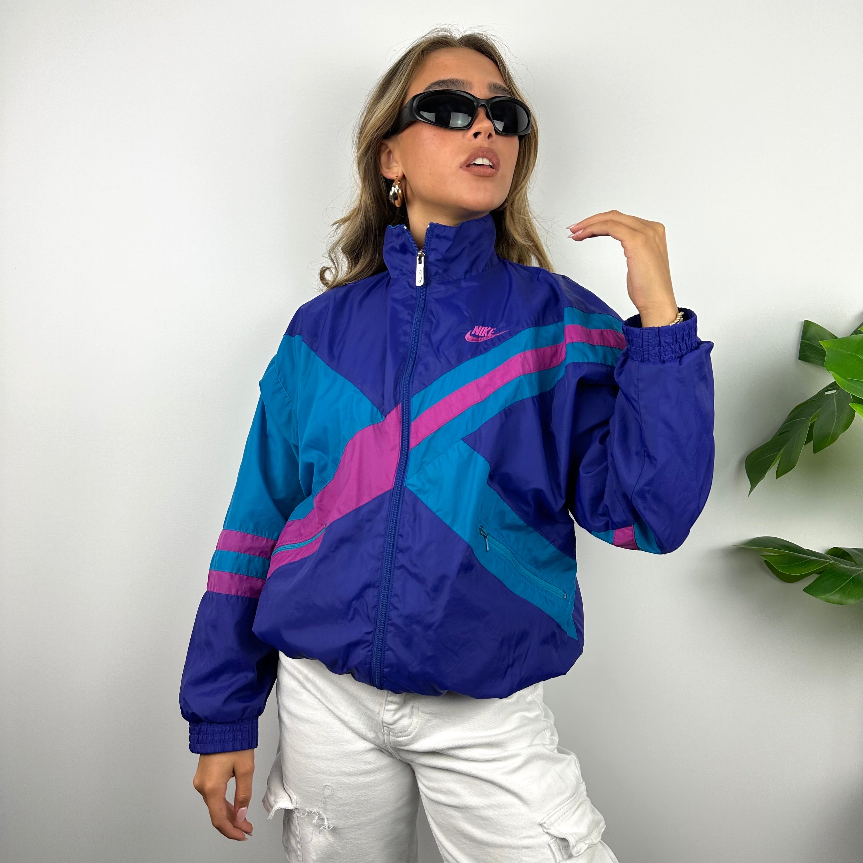 Nike RARE Colour Block Embroidered Spell Out Windbreaker Jacket (S)