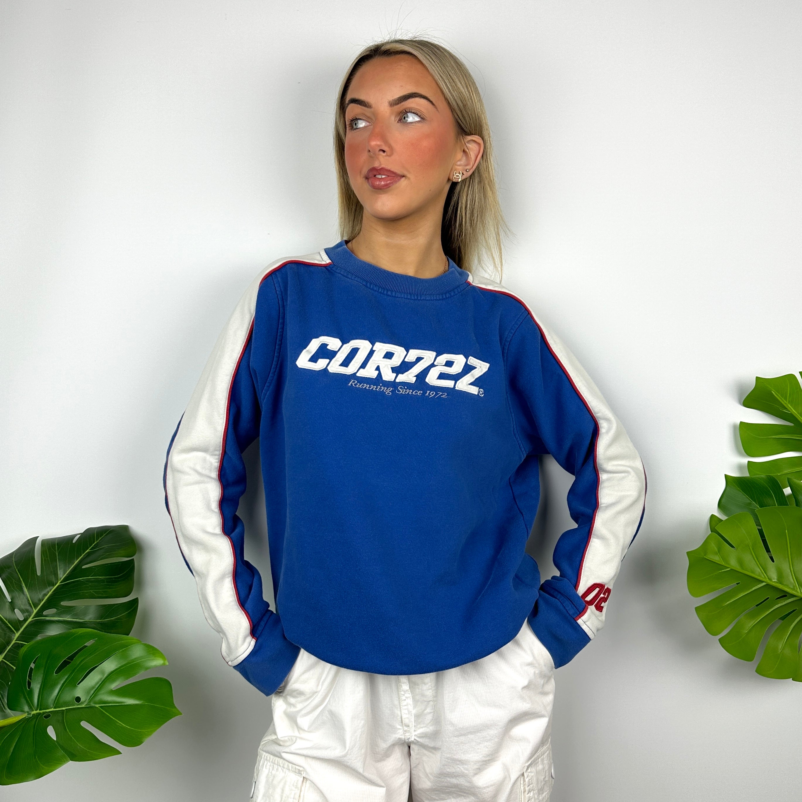 Nike Cortez Blue Embroidered Spell Out Sweatshirt (S)
