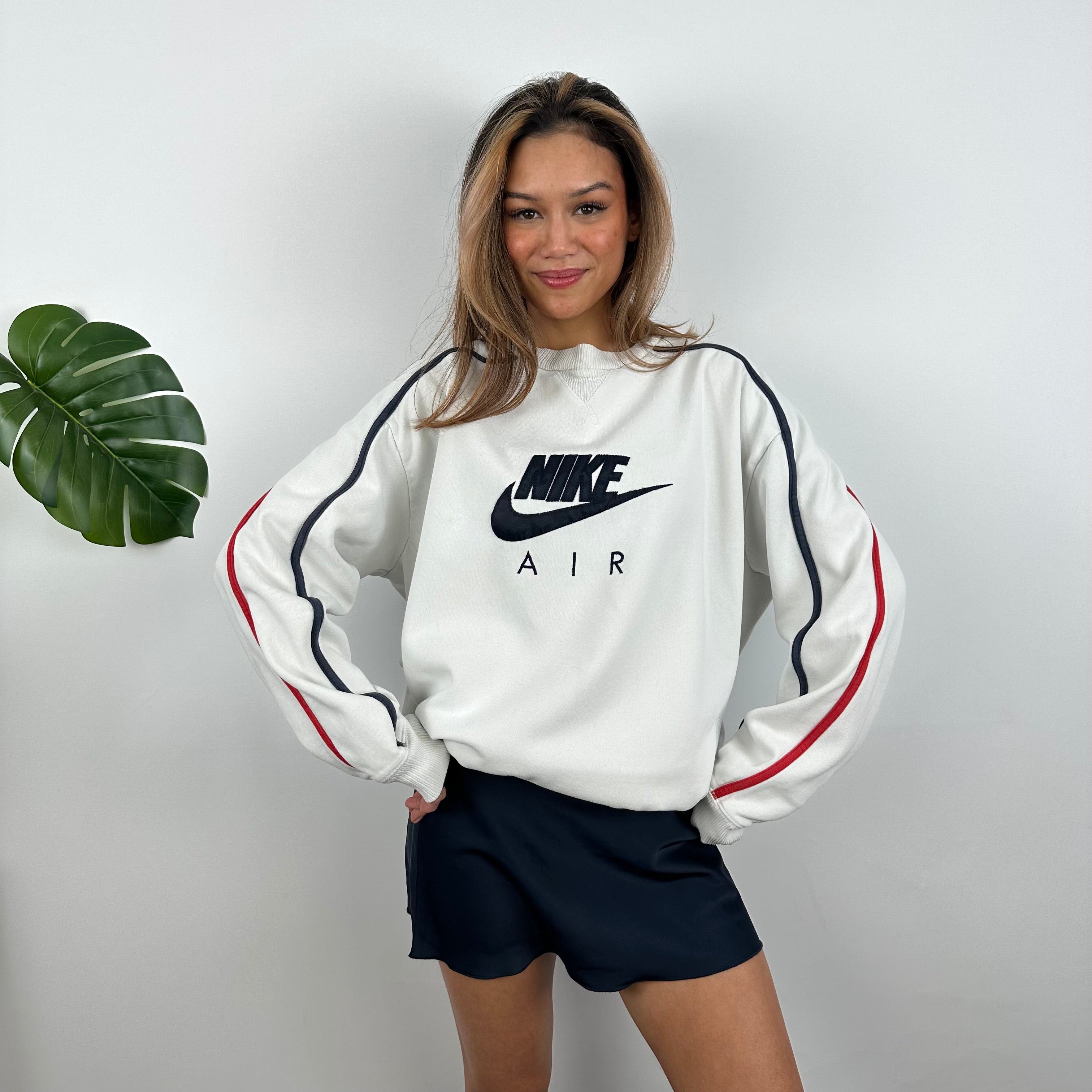 Nike RARE White Embroidered Spell Out Sweatshirt (XL)