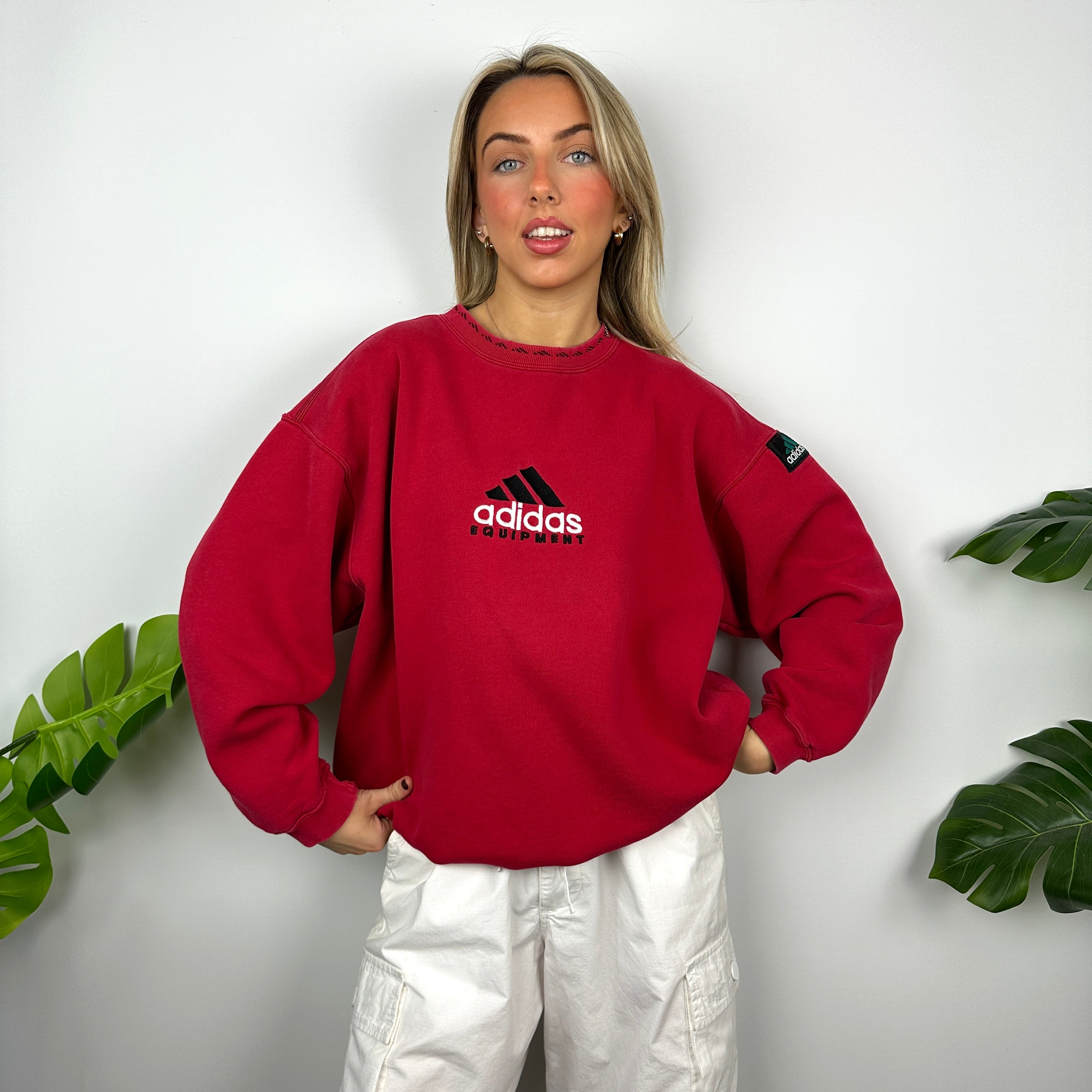 Adidas Equipment RARE Red Embroidered Spell Out Sweatshirt (M)