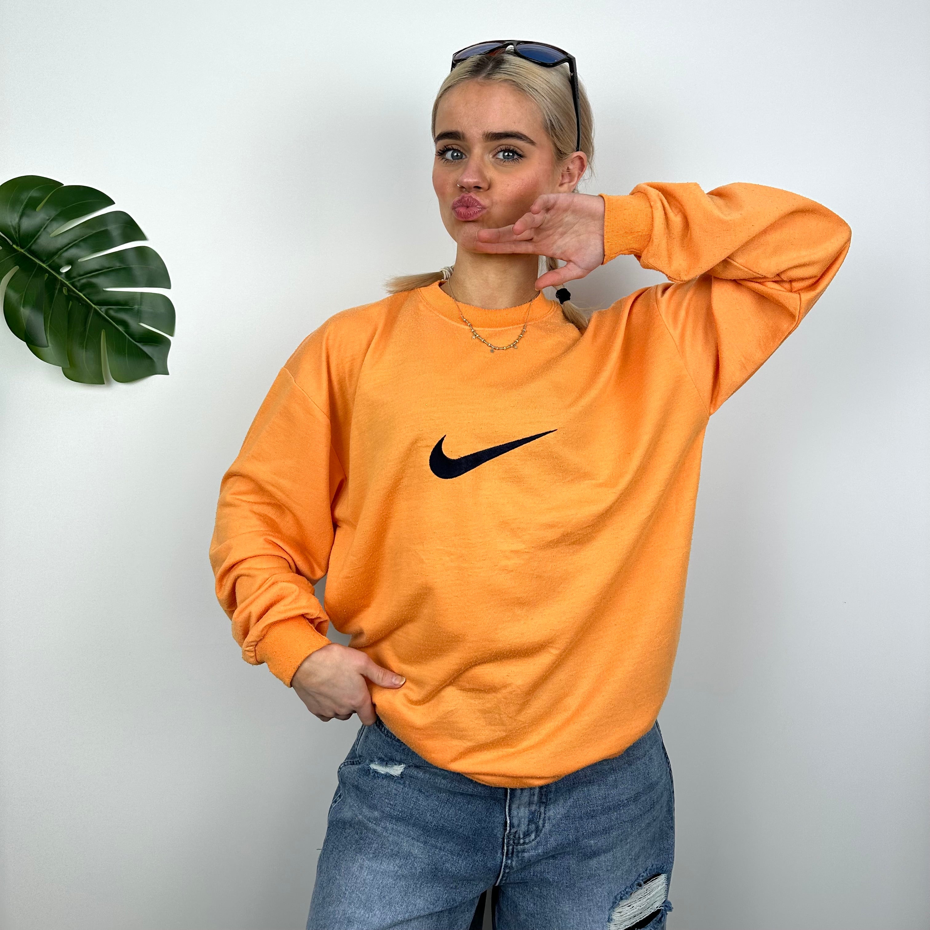 Nike Orange Embroidered Swoosh Sweatshirt (L)