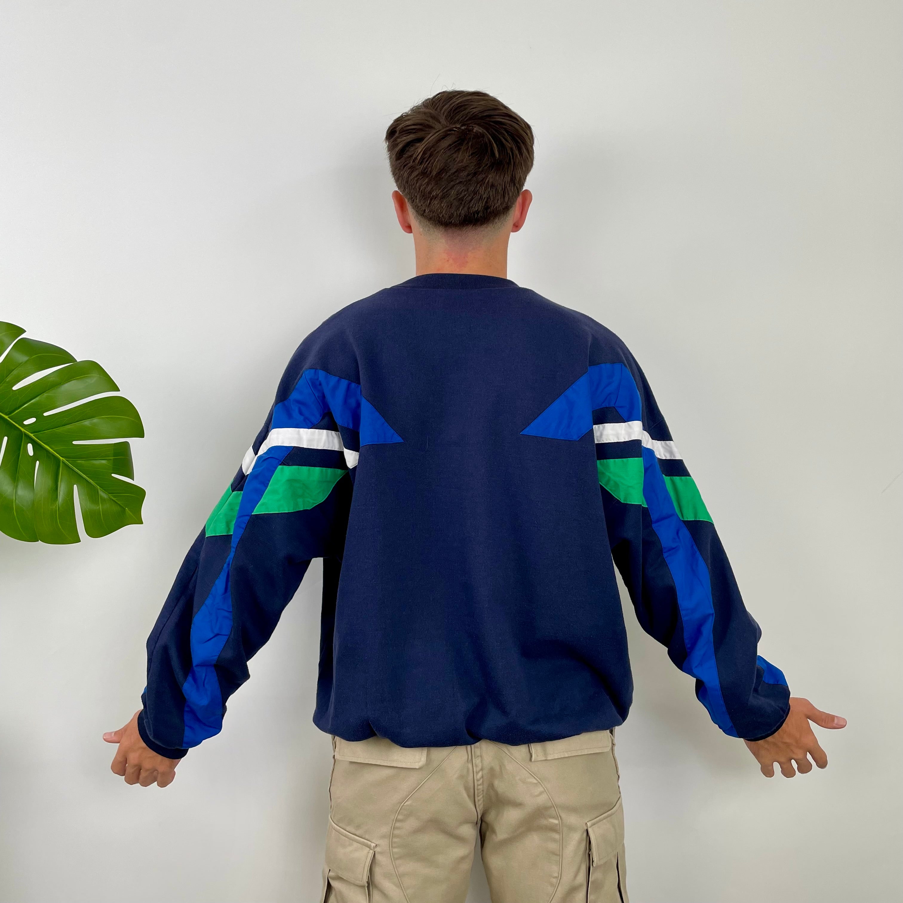 Adidas Embroidered Spell Out Colour Block Sweatshirt (L)