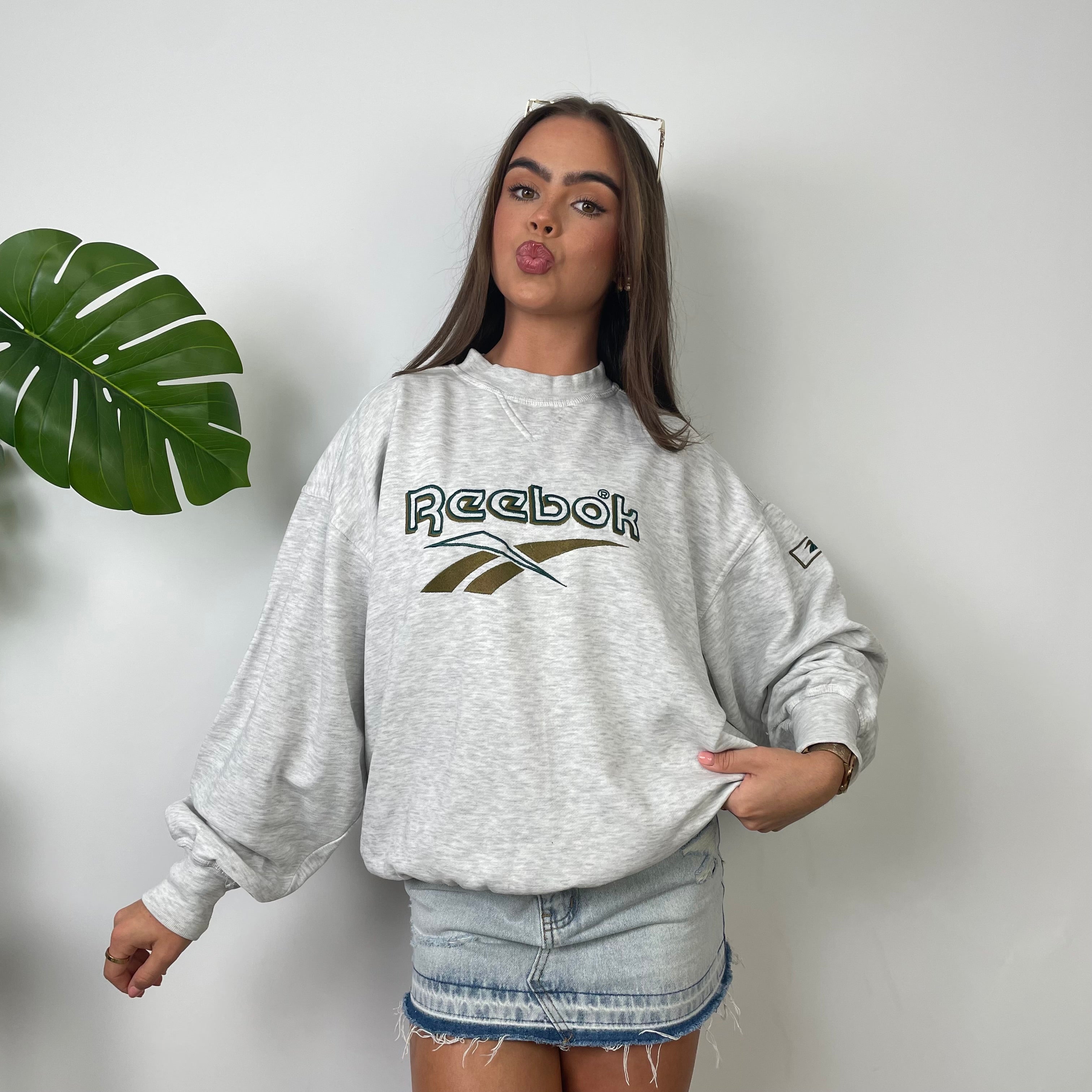 Reebok Grey Embroidered Spell Out Sweatshirt (M)