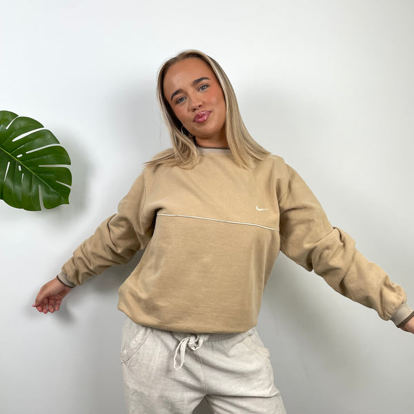 Nike Cream Embroidered Swoosh Sweatshirt (M)