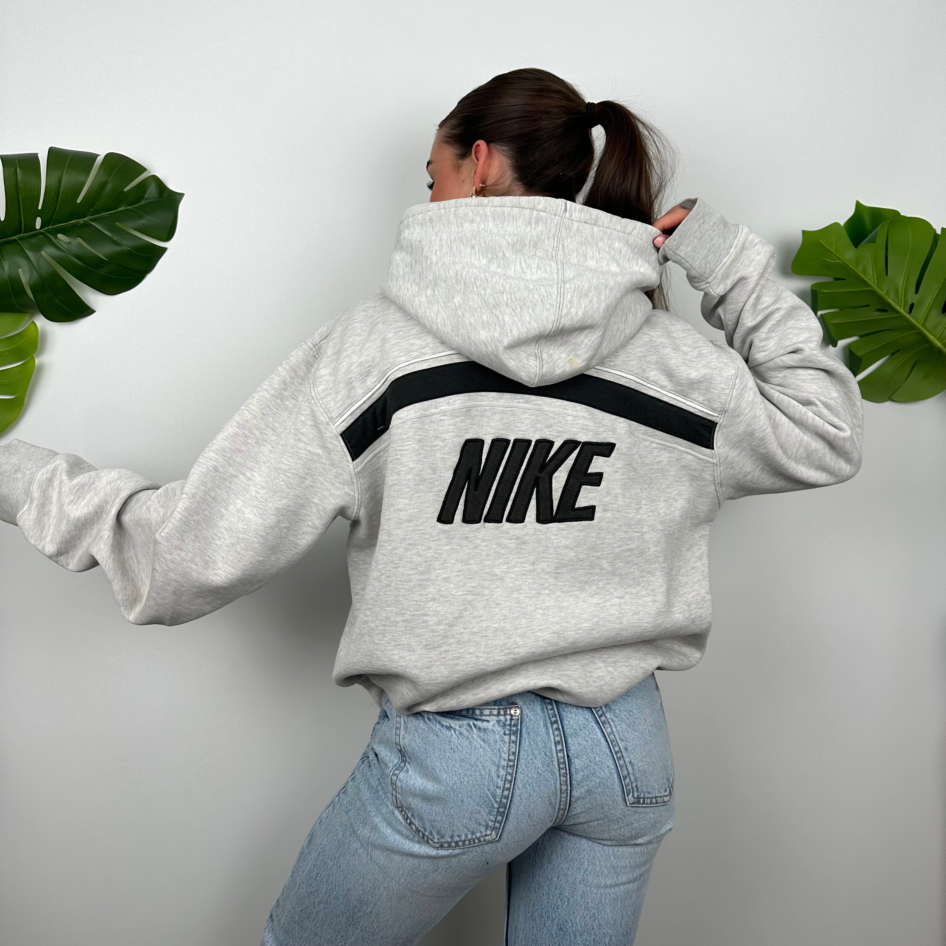 Nike Grey Embroidered Spell Out Hoodie (M)