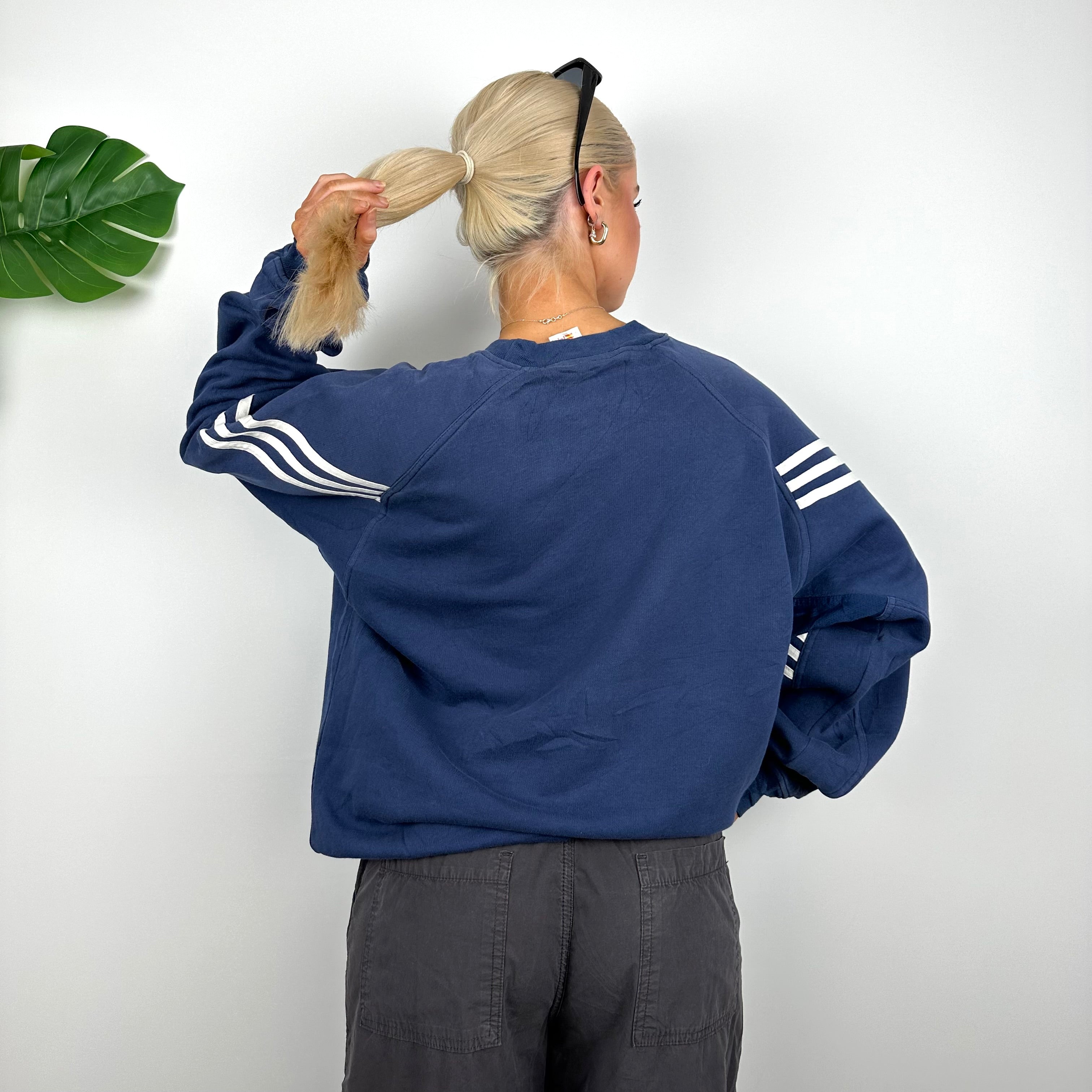 Adidas Navy Embroidered Spell Out Sweatshirt (M)