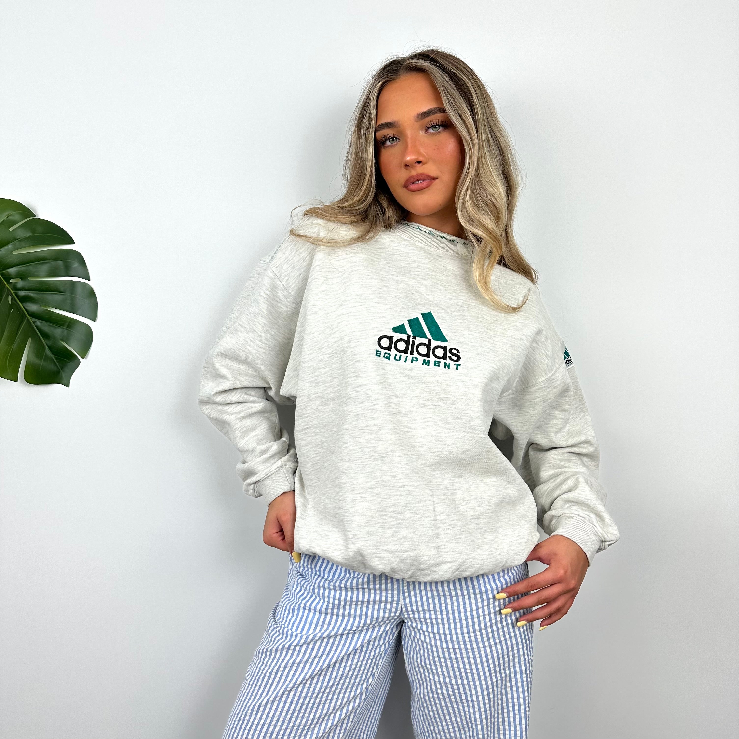 Adidas Equipment Grey Embroidered Spell Out Sweatshirt (S)