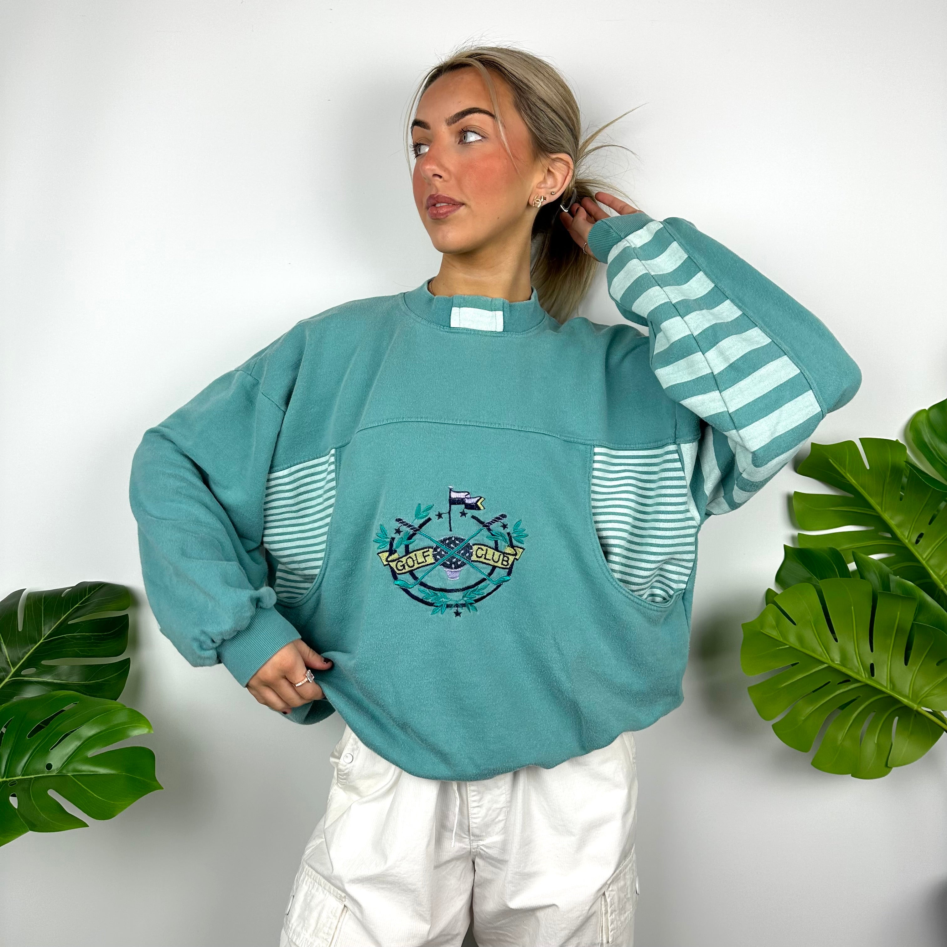 Adidas Golf Mint Green Embroidered Spell Out Sweatshirt (L)