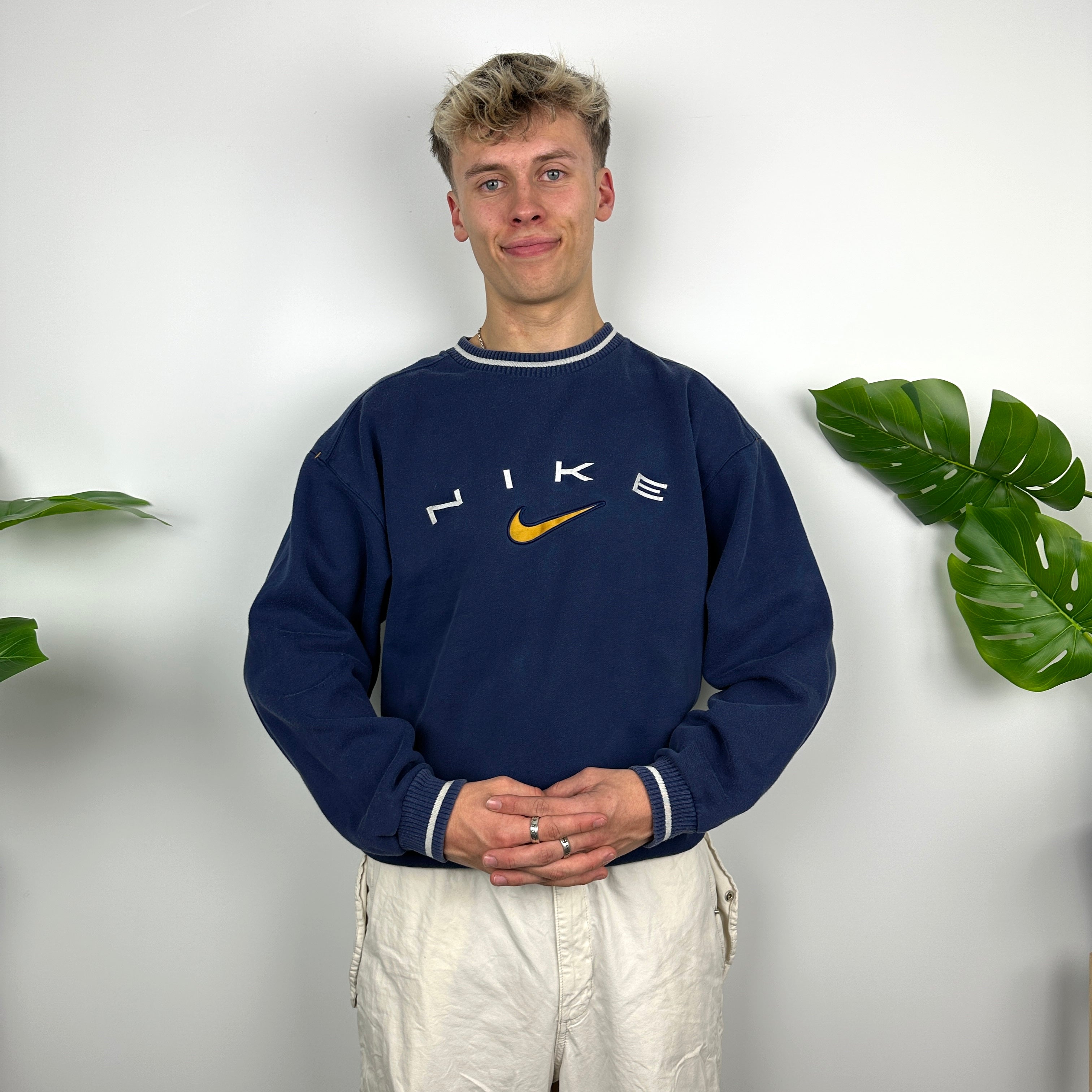 Nike Navy Embroidered Spell Out Sweatshirt (M)