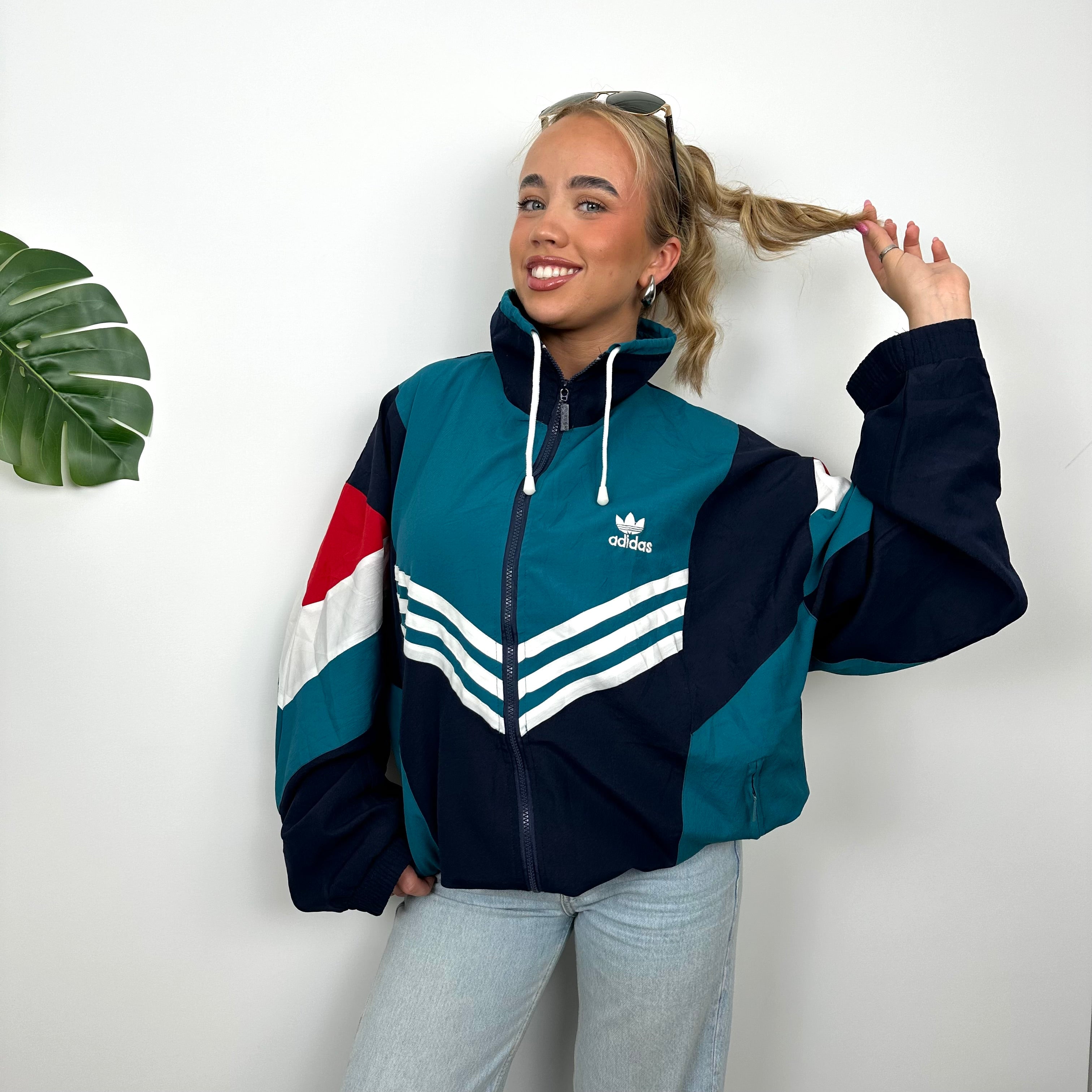 Adidas RARE Colour Block Embroidered Spell Out Windbreaker Jacket (L)