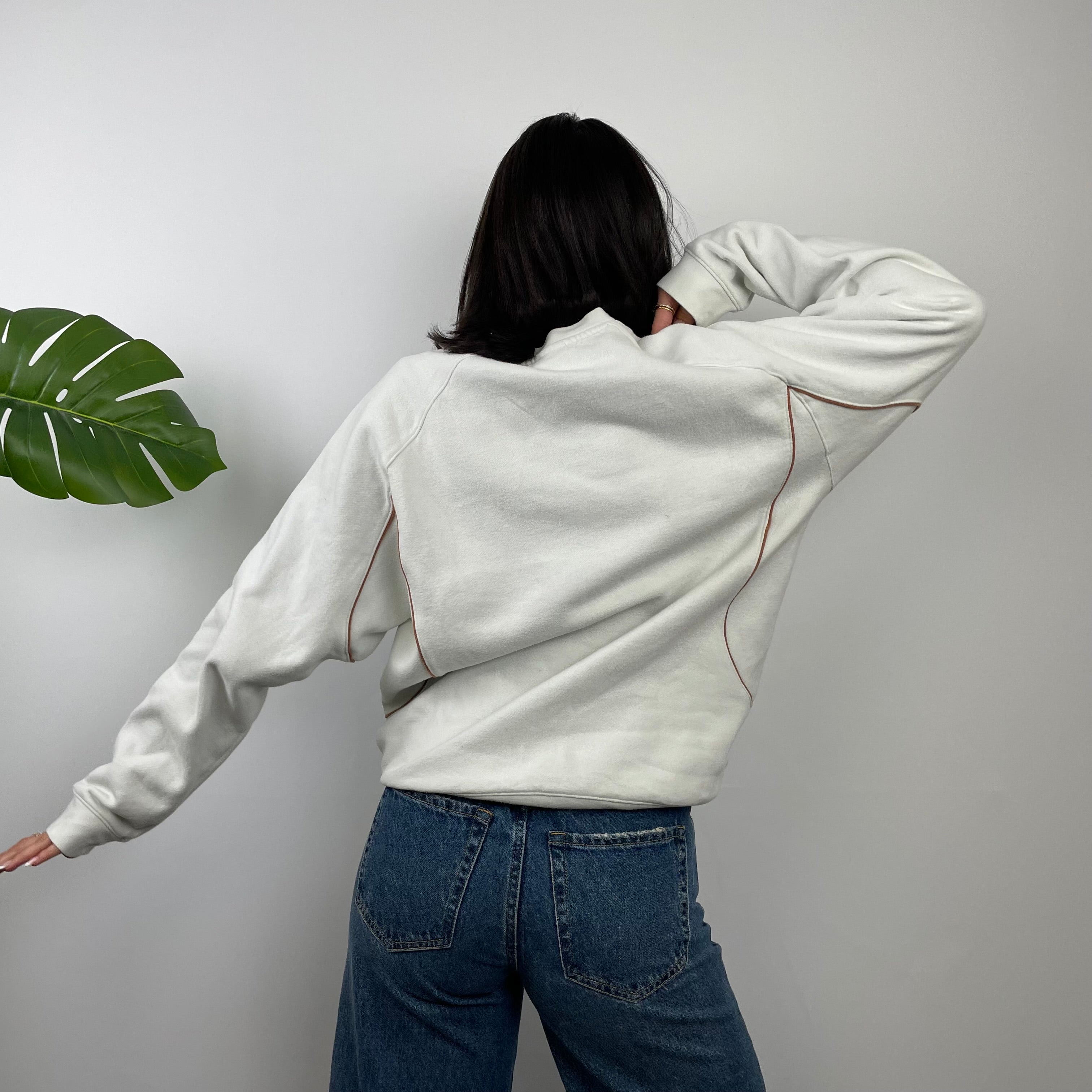 Nike White Embroidered Swoosh Sweatshirt (M)