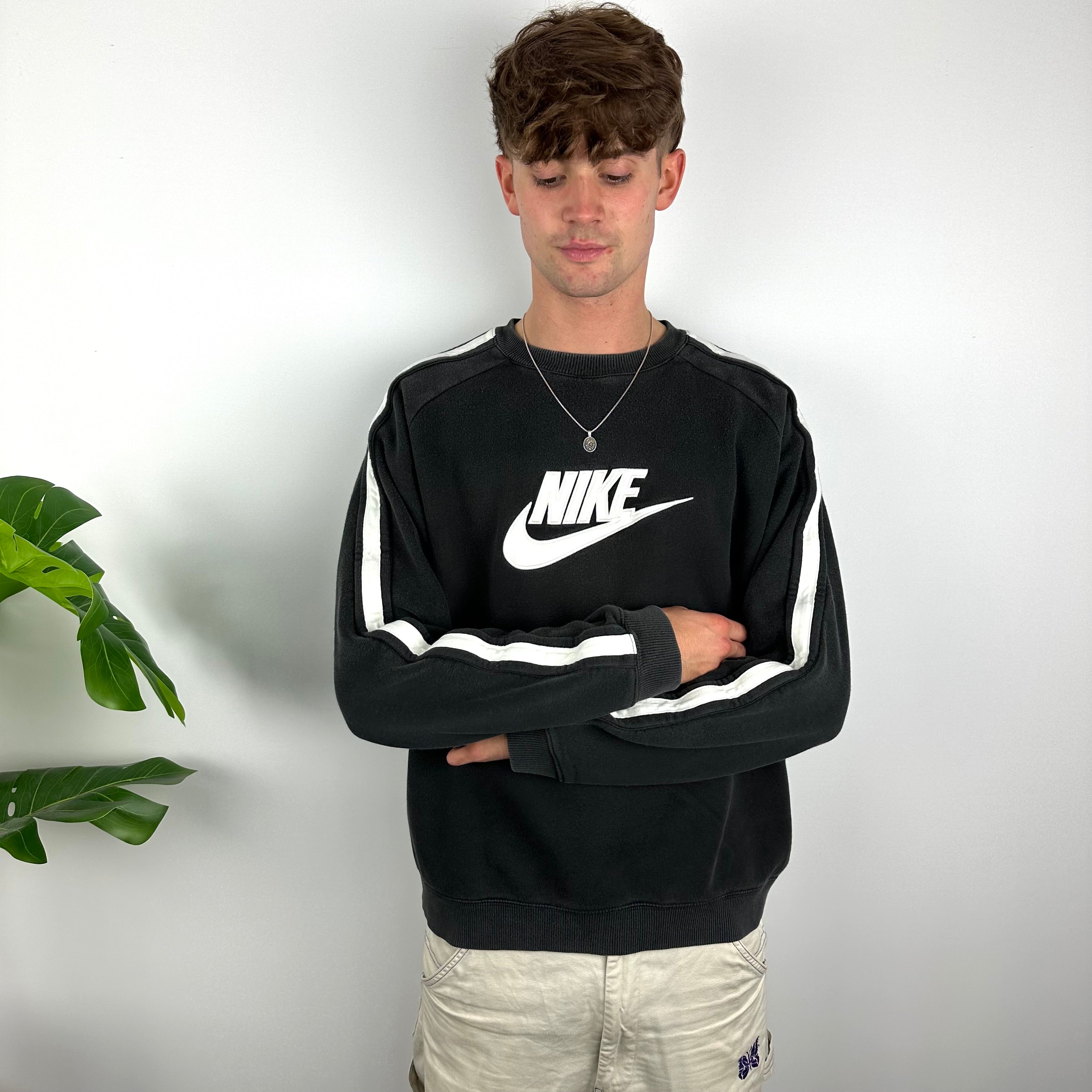 Nike RARE Black Embroidered Spell Out Sweatshirt (L)